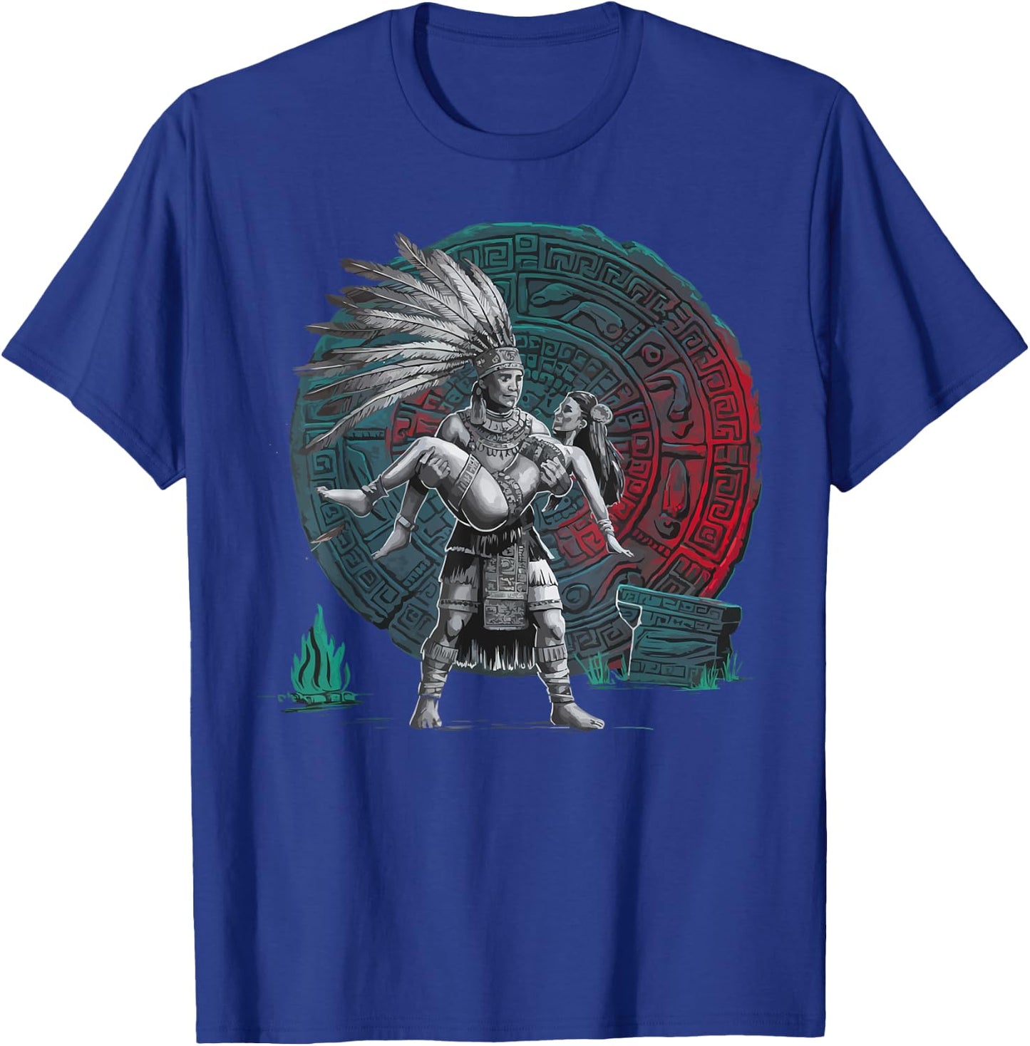 Aztec Warrior Mayan Indigenous Mexican Aztec Jaguar T-Shirt - T-Shirt | Royal