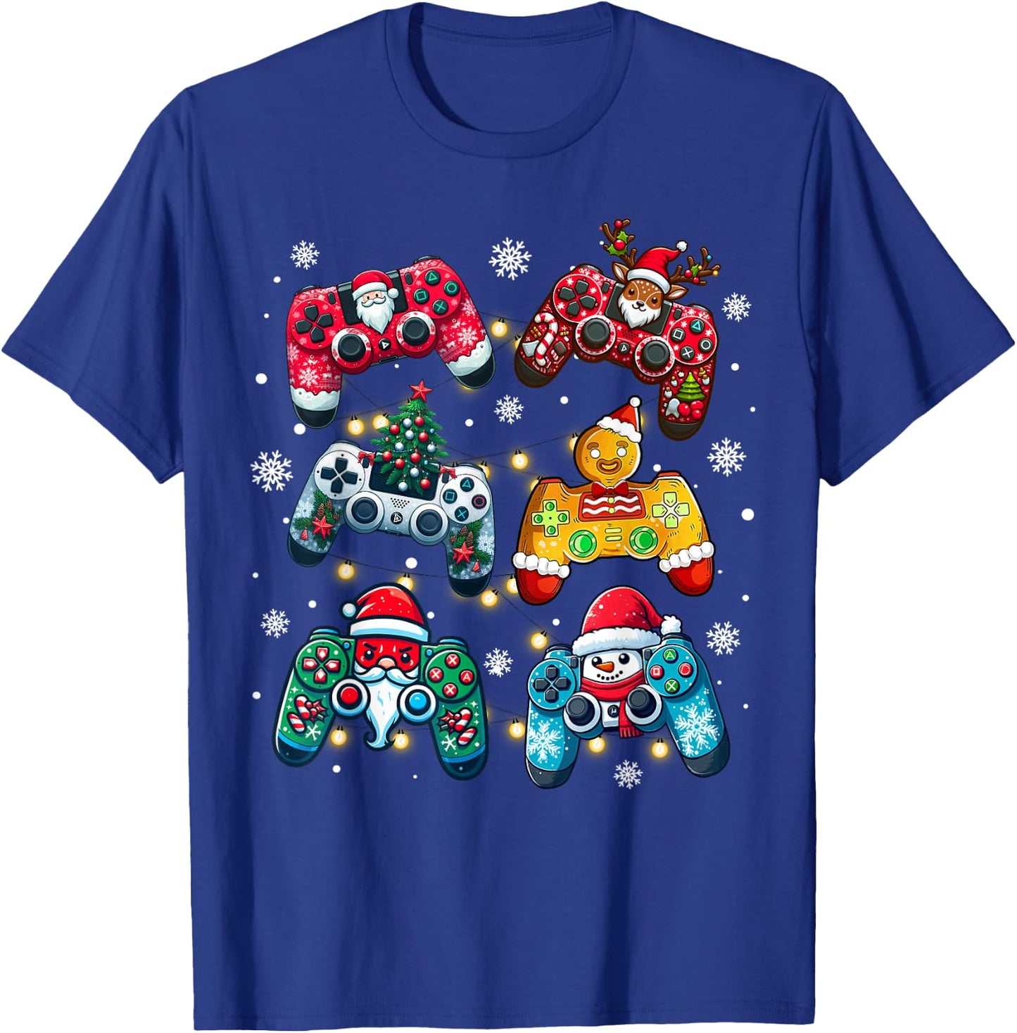 Boys Christmas Shirt Santa Elf Gaming Controllers Gamer Xmas T-Shirt - T-Shirt | Royal