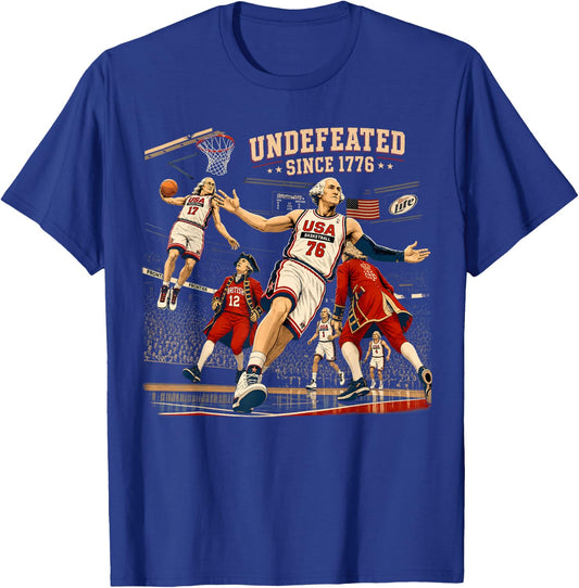 4th of July Basketball Undefeated Since 1776 250 Years Funny T-Shirt - T-Shirt | Royal