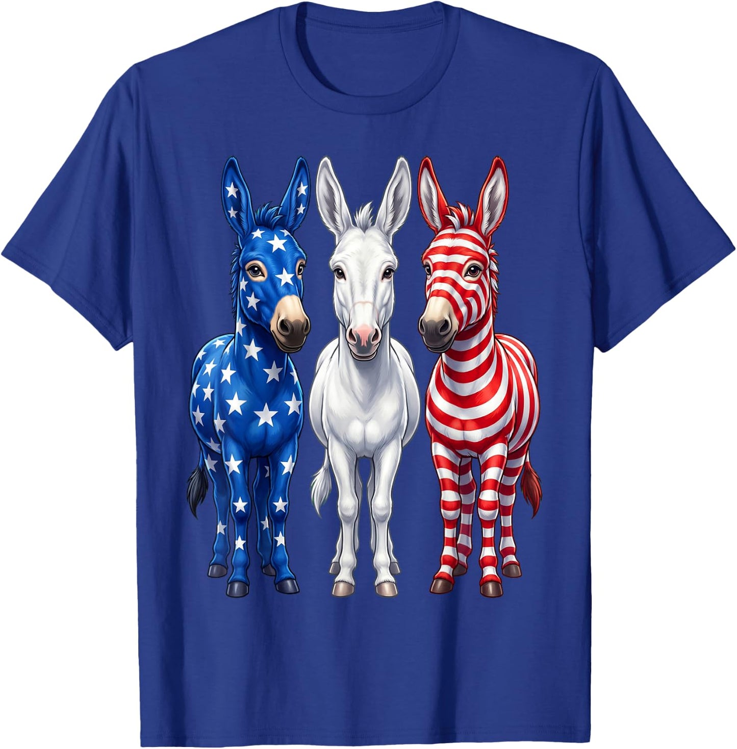 Funny Patriotic Donkeys USA Flag 4th of July Donkey Lover T-Shirt - T-Shirt | Royal