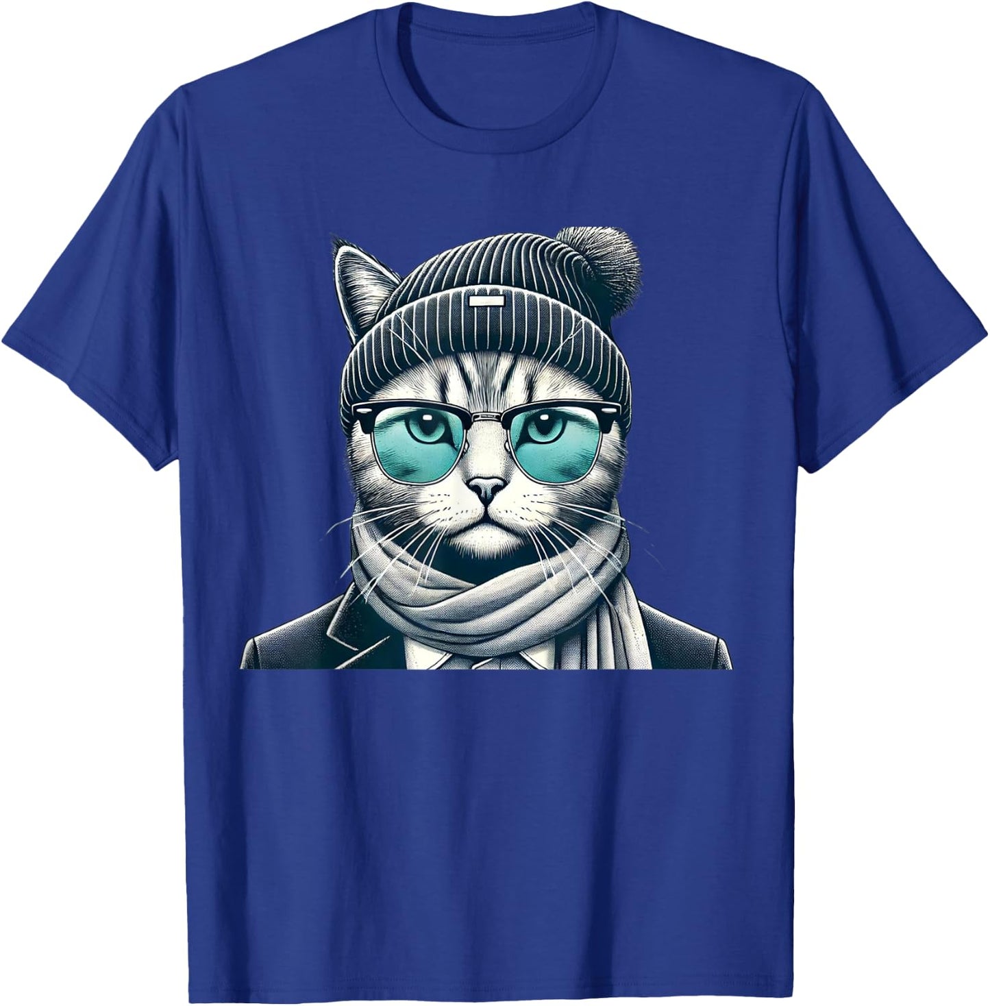 Funny stylish cat wearing glasses, Cat Lover, Animal Lover T-Shirt - T-Shirt | Royal