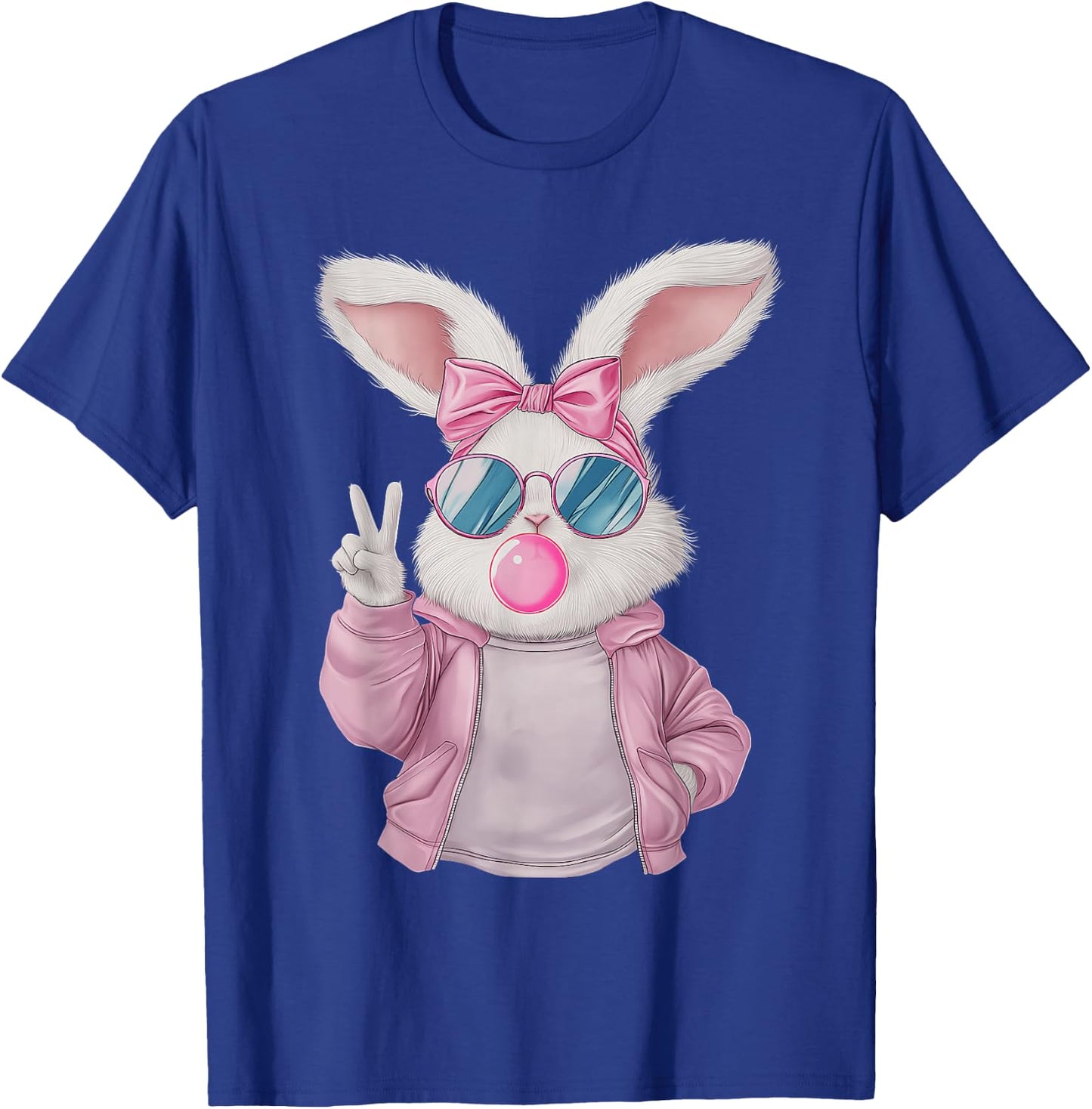 Rabbit Bunny Blowing Bubble Gum Easter Day Cute Girl Women T-Shirt - T-Shirt | Royal