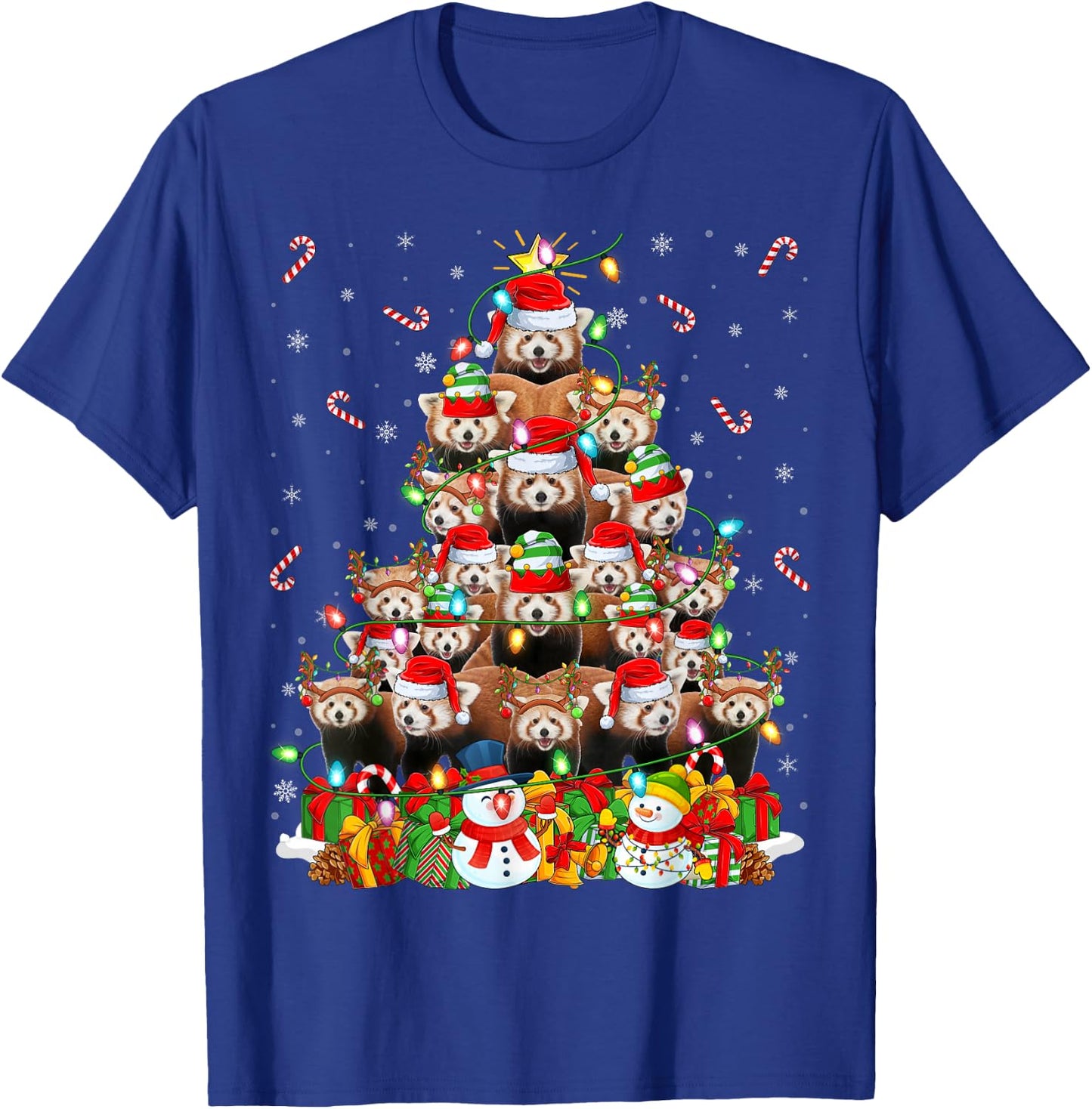Red Panda Xmas Lighting Tree Santa Red Panda Christmas T-Shirt - T-Shirt | Royal