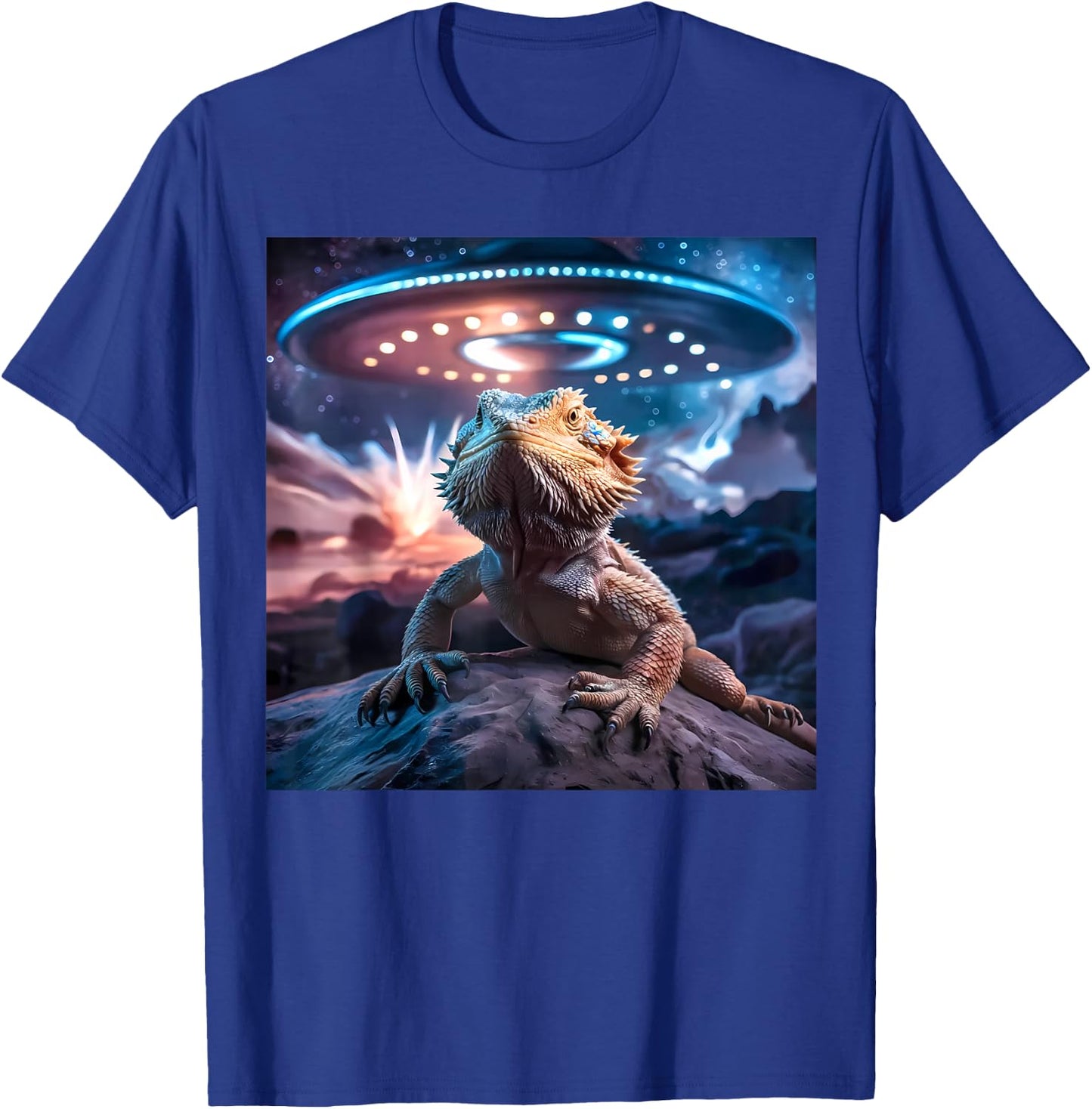 Bearded Dragon UFO Alien Graphic T-Shirt - T-Shirt | Royal