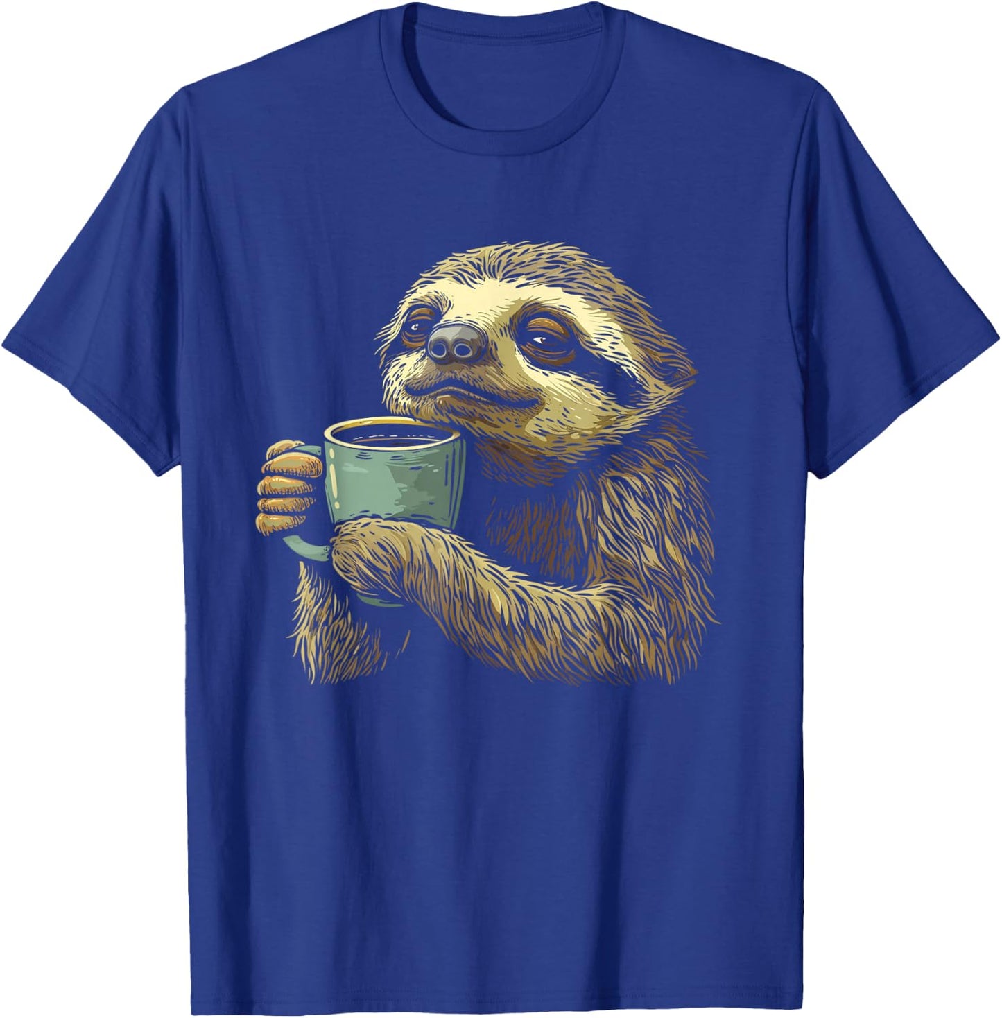 Coffee Sloth Drinking Coffee Barista Funny Animal Cute T-Shirt - T-Shirt | Royal