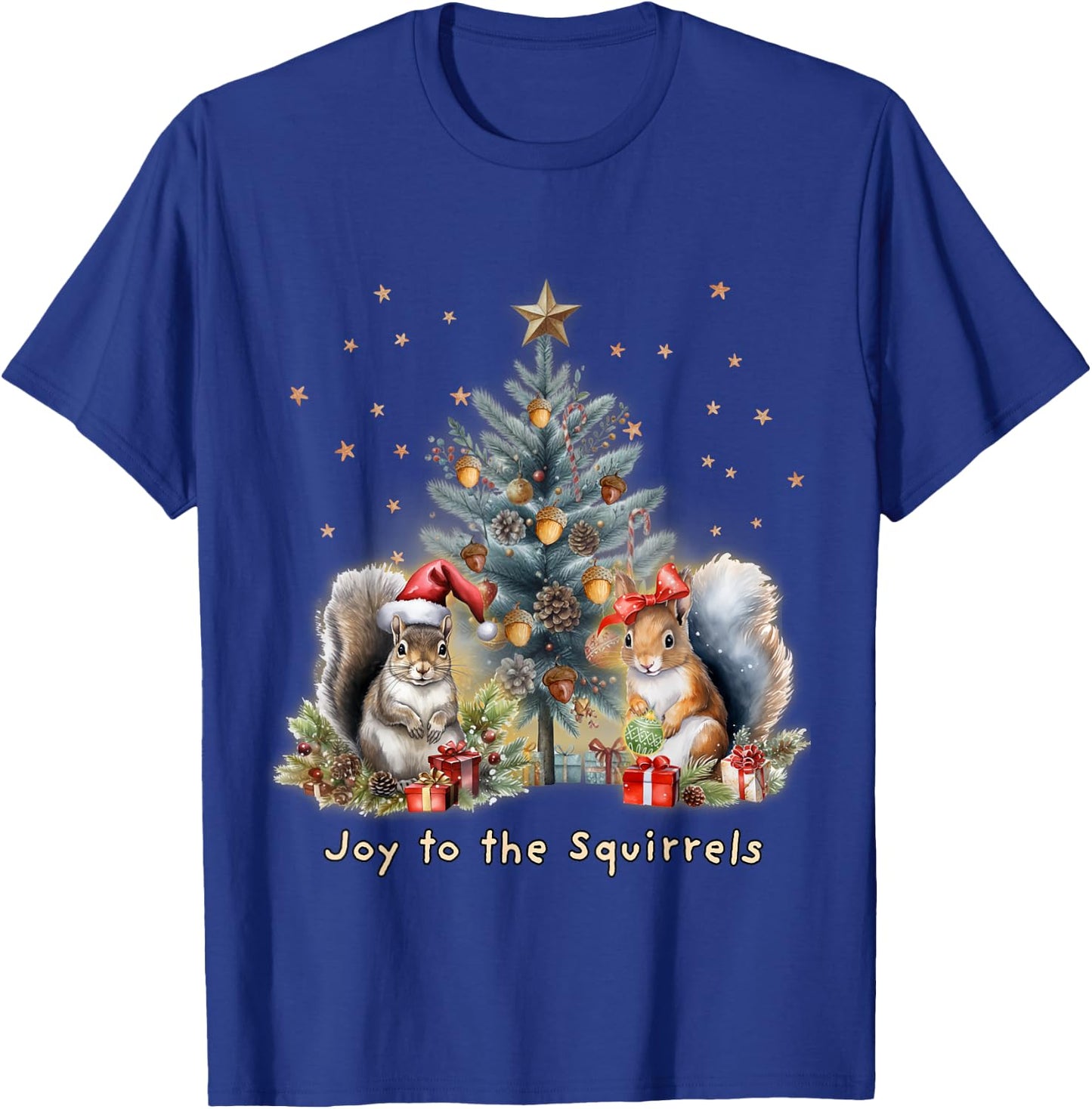 Joy To The Squirrels Christmas Tree Squirrel Lover Pajama T-Shirt - T-Shirt | Royal