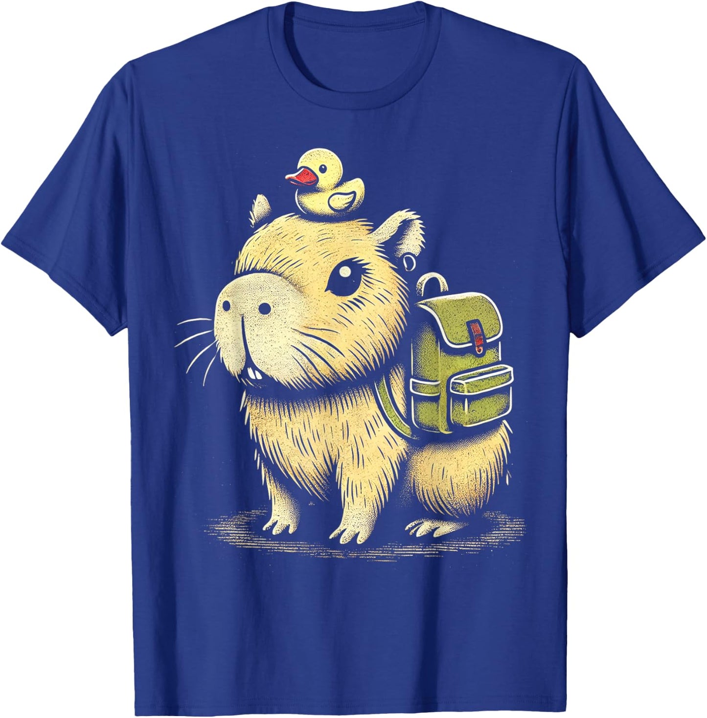 Cute Capybara Adventure Vintage Animal Art T-Shirt - T-Shirt | Royal