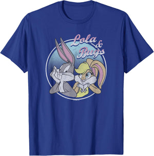 Looney Tunes Lola & Bugs Circle Portrait Pastel T-Shirt - T-Shirt | Royal