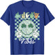 Lucky Vibes St Patrick's Day ASL Sign Language Deaf Groovy T-Shirt - T-Shirt | Royal