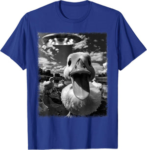 Duck Selfie with Alien and Ufo T-Shirt - T-Shirt | Royal