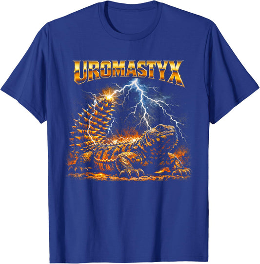 80s Heavy-Metal Uromastyx Lizard Retro Reptile Pet Owner T-Shirt - T-Shirt | Royal