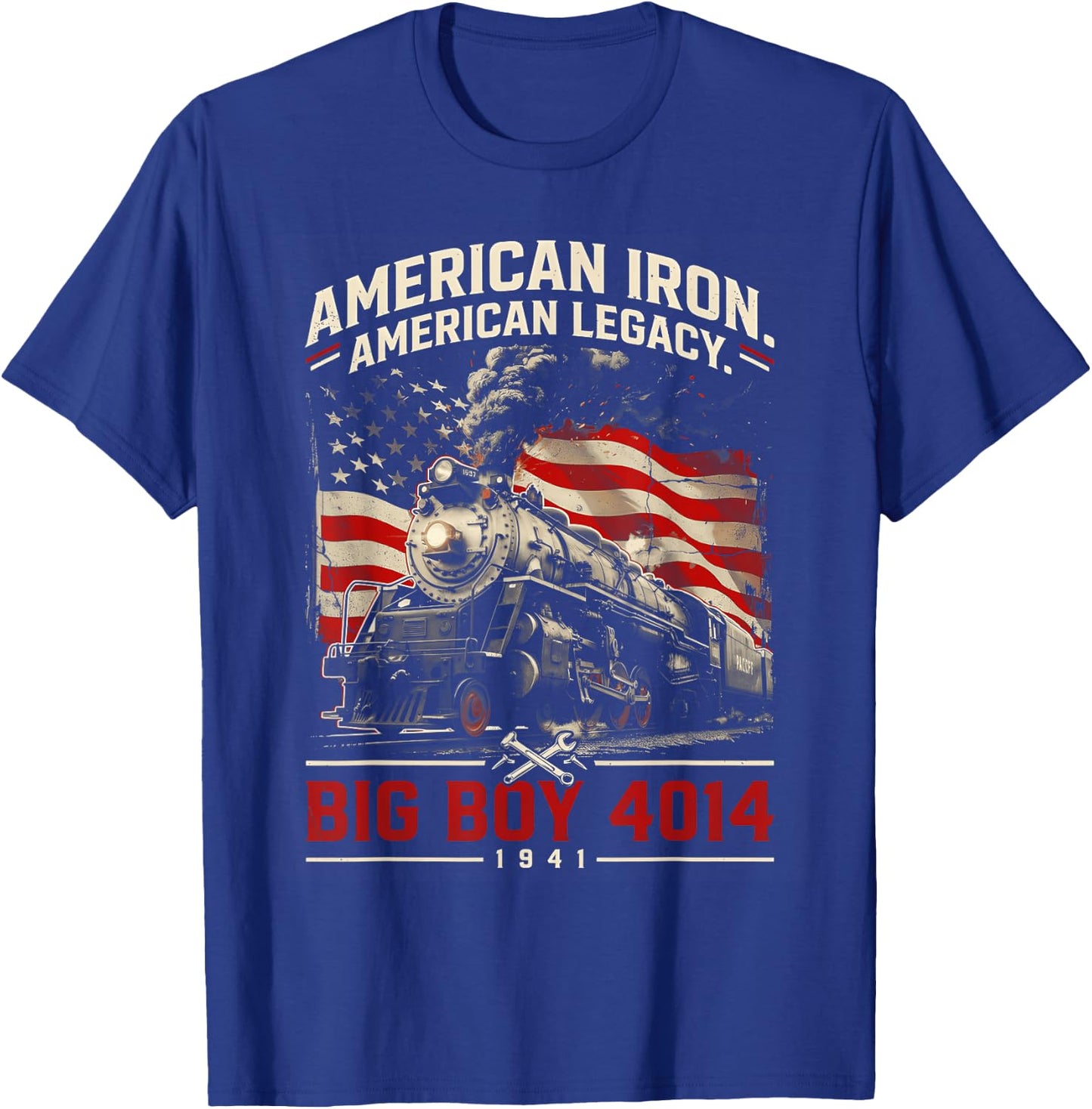 250 Years Big Boy 4014 Train US Flag Vintage Apparel T-Shirt - T-Shirt | Royal