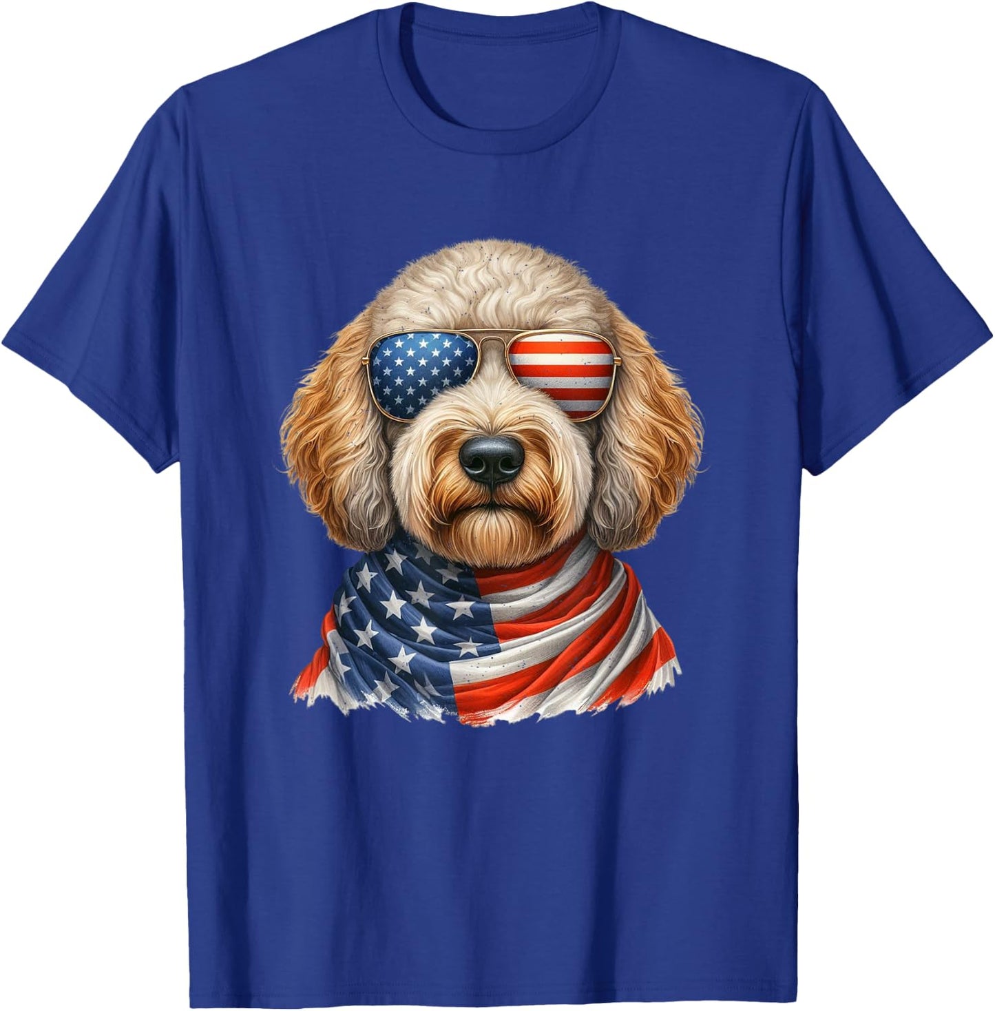 Labradoodle American Flag 4th Of July Patriotic Dog Lover T-Shirt - T-Shirt | Royal