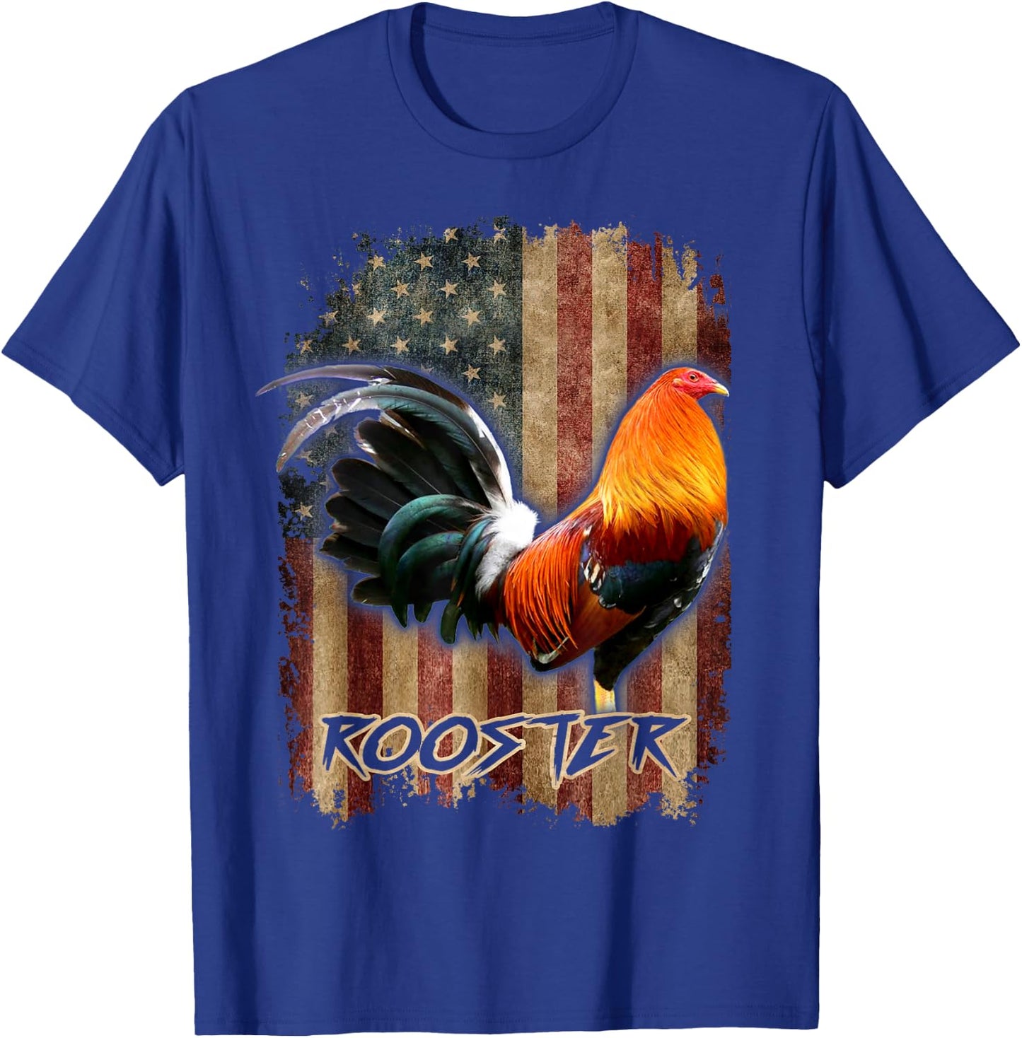 Rooster Shirt Cock Fight US Flag T-Shirt - T-Shirt | Royal