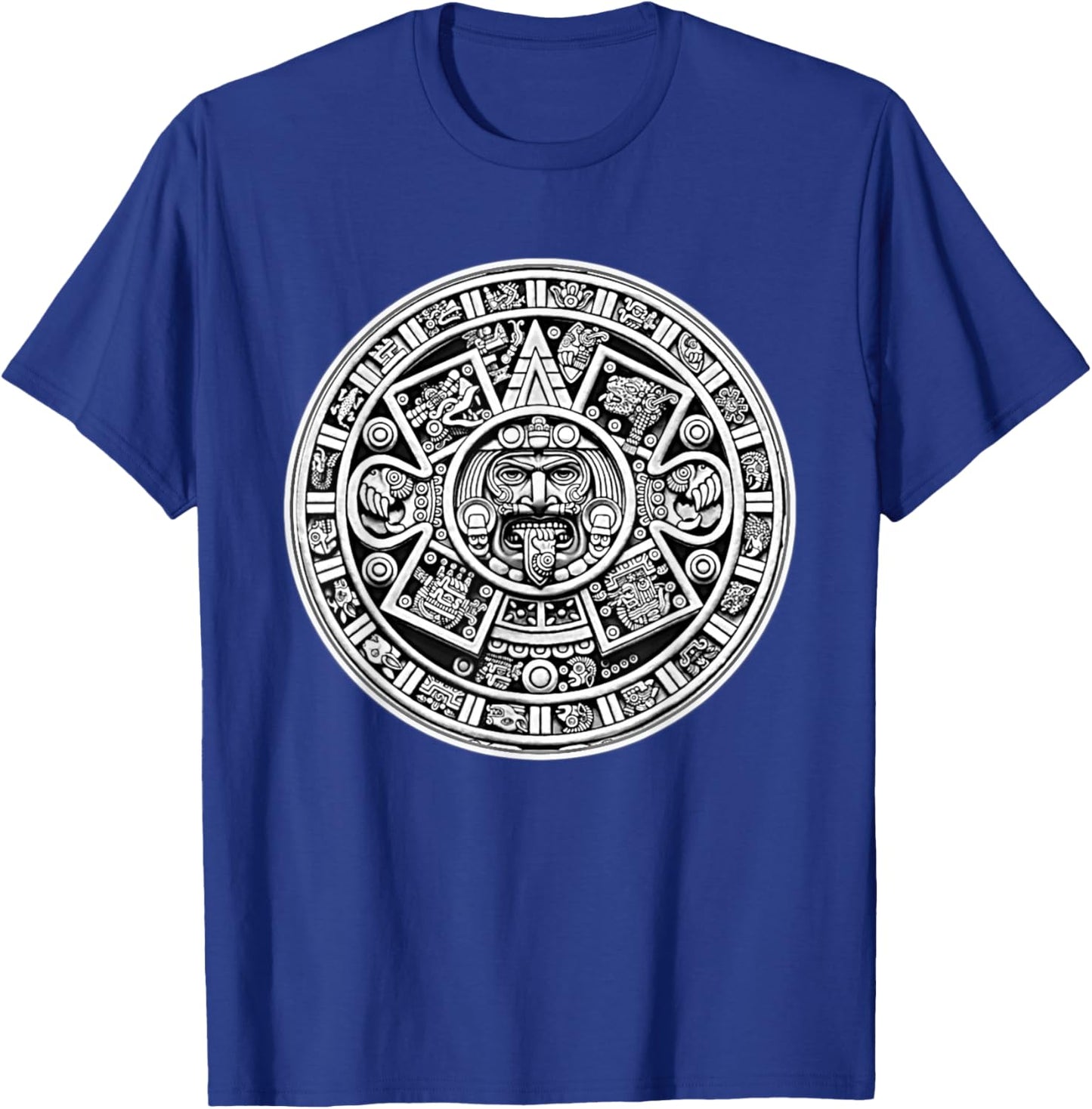 Mayan Blackwork Mayan Calendar , Black, S T-Shirt - T-Shirt | Royal