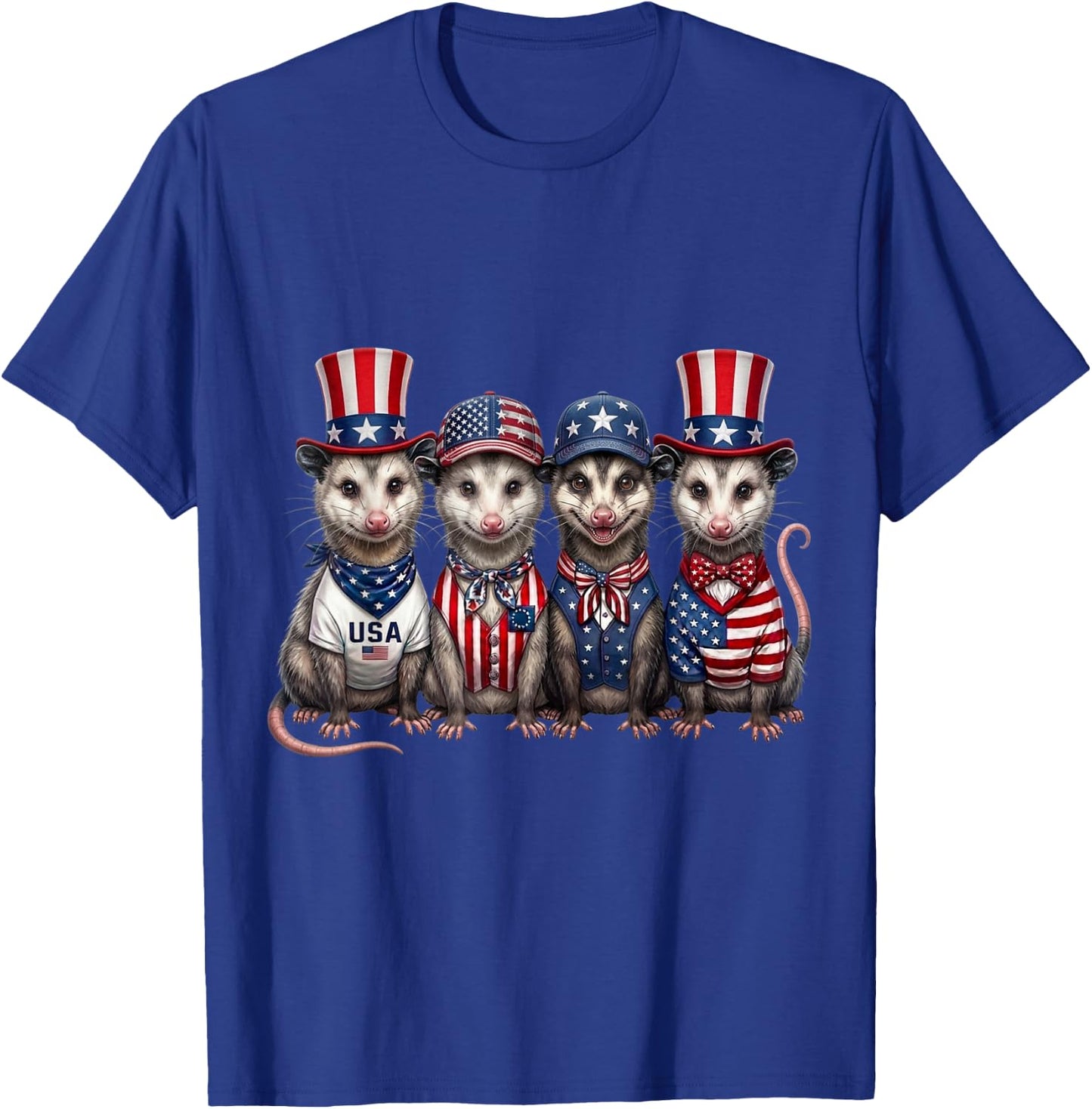 Opossum 4th of July Patriotic Funny Men Women Kids T-Shirt - T-Shirt | Royal
