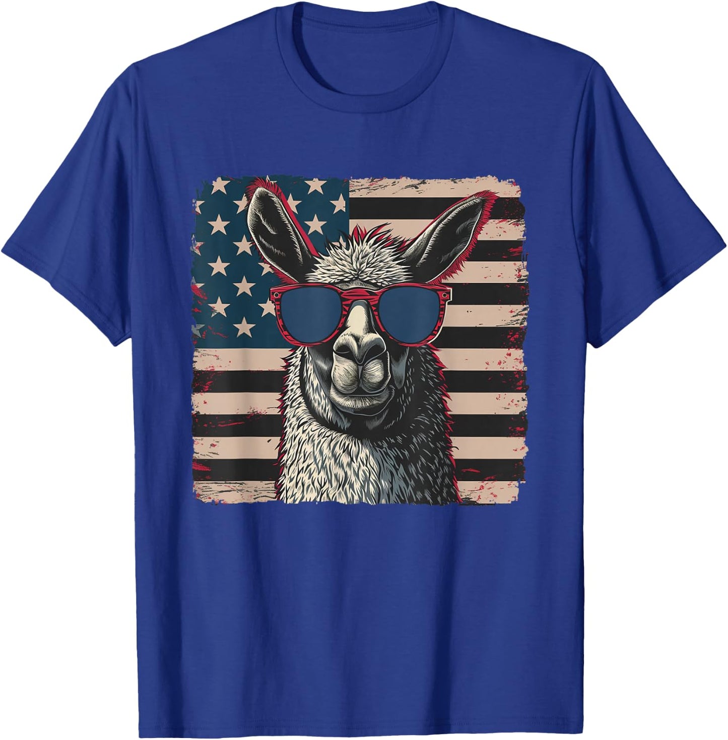 USA Flag Patriotic Llama Shirt Fourth of July Men Women Kids T-Shirt - T-Shirt | Royal