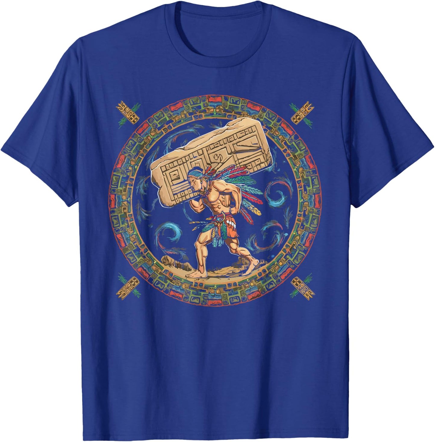 Aztec Calendar Mayan Indigenous Mexican Aztec Jaguar T-Shirt - T-Shirt | Royal