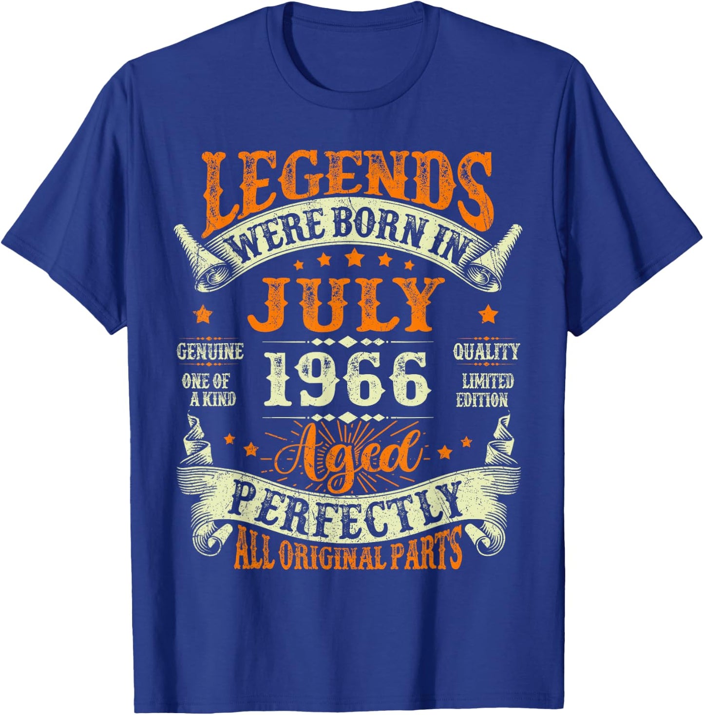 Legends were Born in July 1966 Retro 60th Birthday Men Women T-Shirt - T-Shirt | Royal