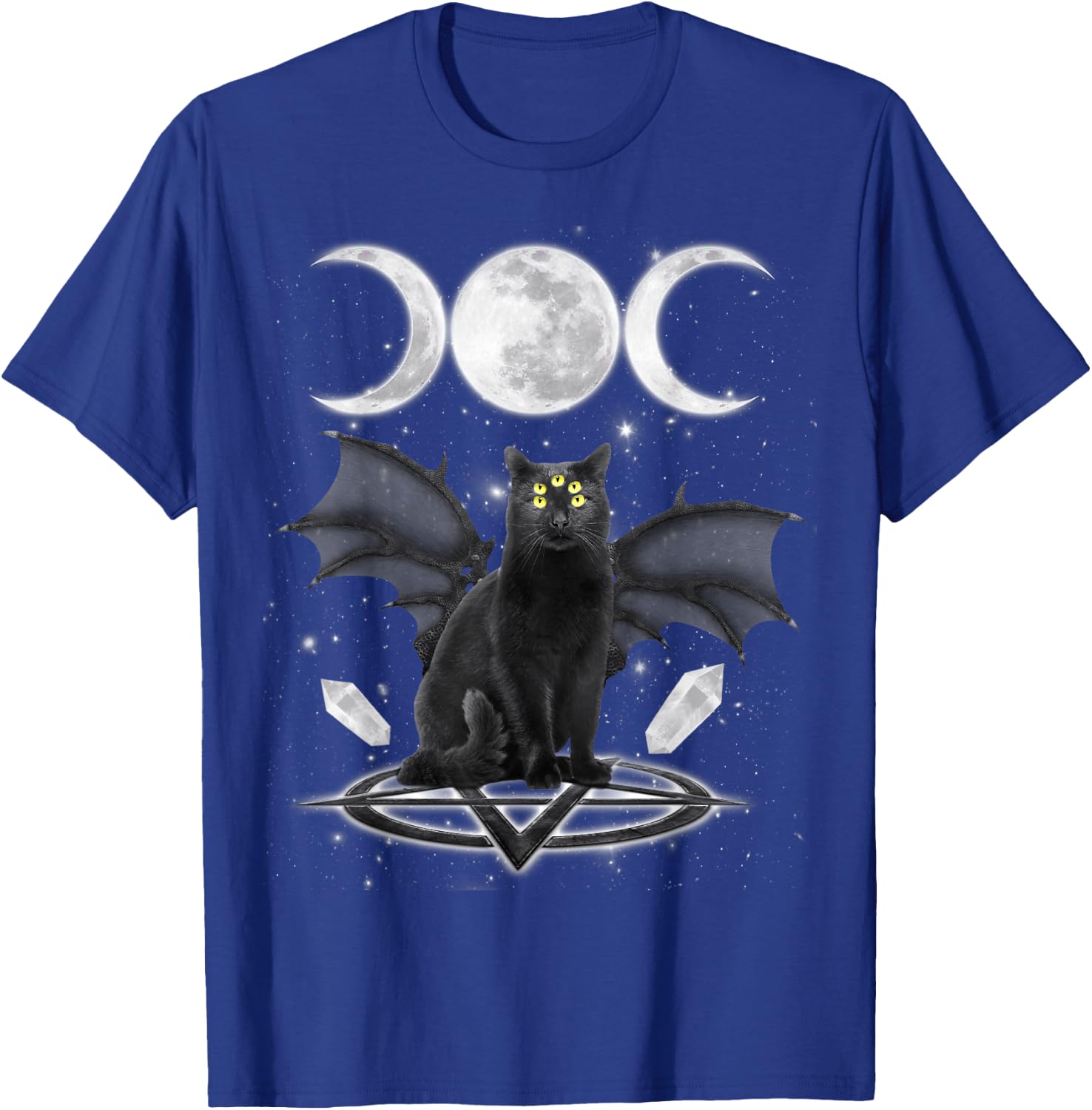 Triple Moon Witch Cat Wicca Wiccan Pagan Symbol Halloween Women Kids T-Shirt - T-Shirt | Royal