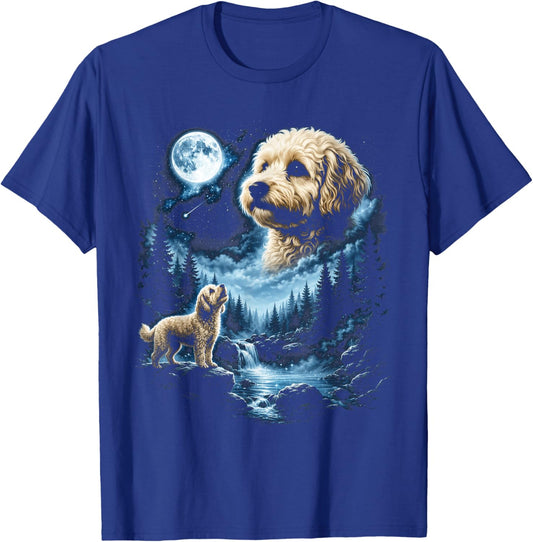 Maltipoo Howling to the Moon Meme 90s Animal Graphic T-Shirt - T-Shirt | Royal