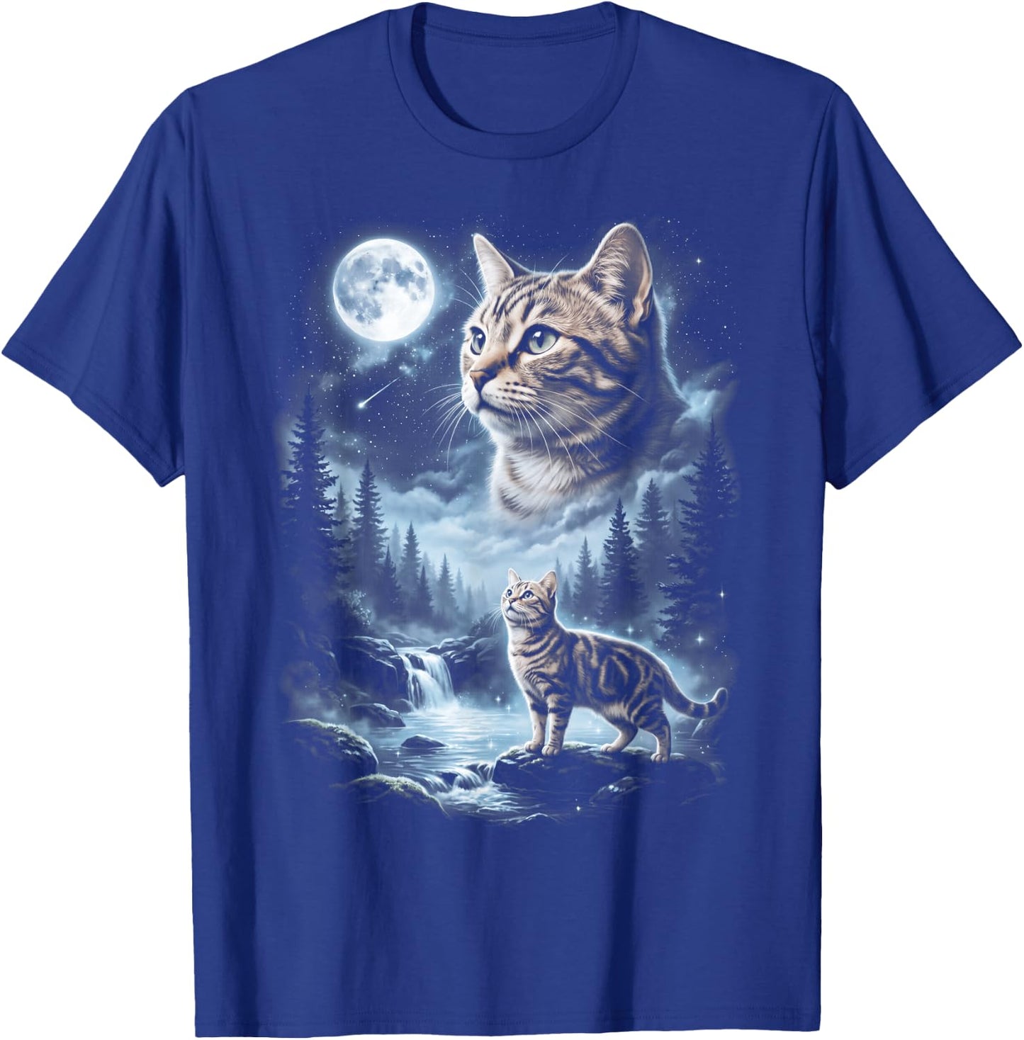 American Shorthair cat Howling at Moon 90's Retro T-Shirt - T-Shirt | Royal