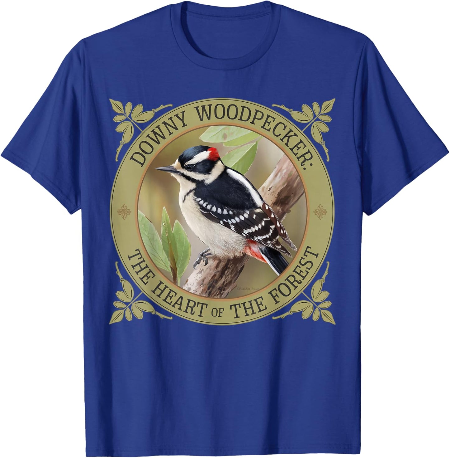 Downy Woodpecker – Nature Lover’s Bird Design T-Shirt - T-Shirt | Royal