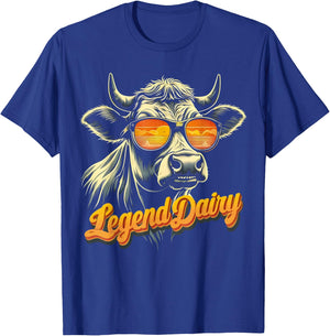 Legend Dairy Funny Farmer Cow Pun Graphic T-Shirt - T-Shirt | Royal