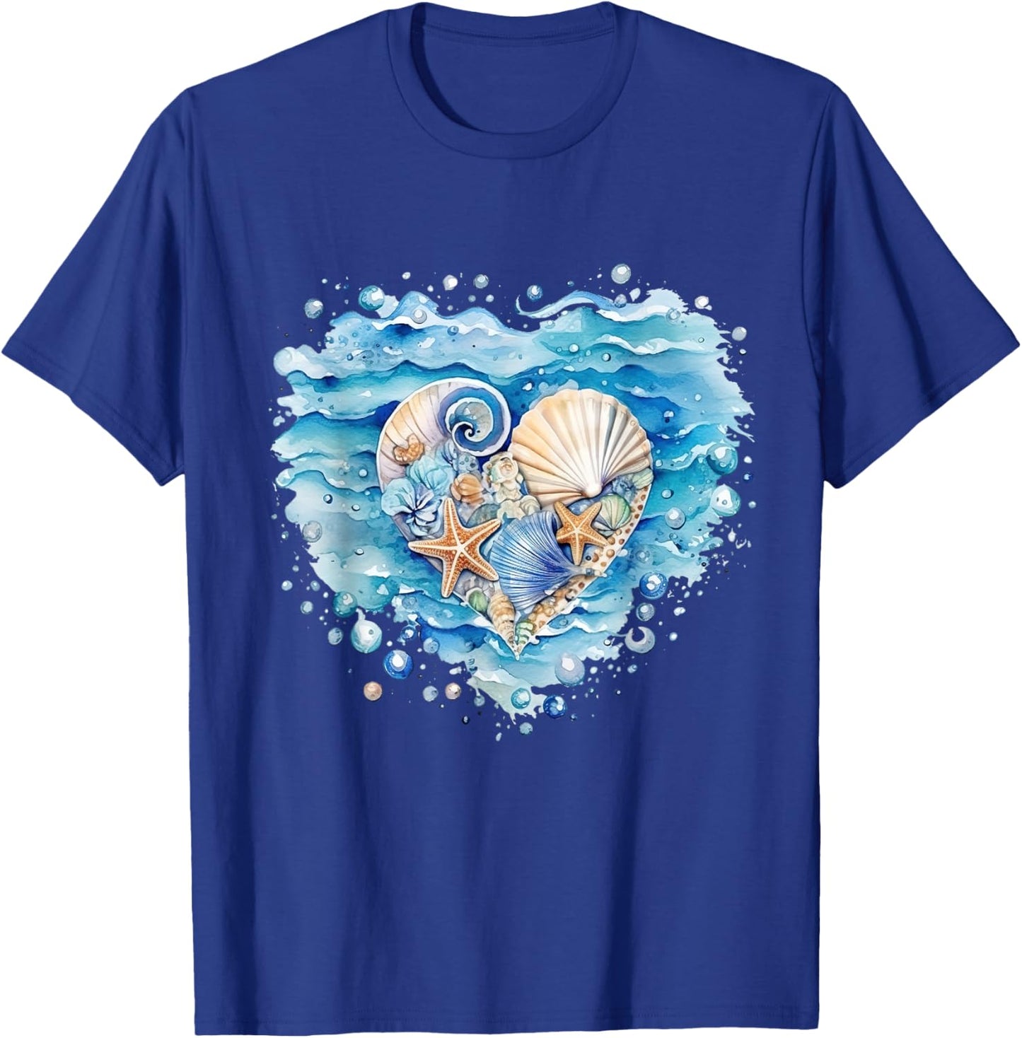 Summer Ocean Snail Shell Kawaii Starfish Beach Shell Hearing , black T-Shirt - T-Shirt | Royal