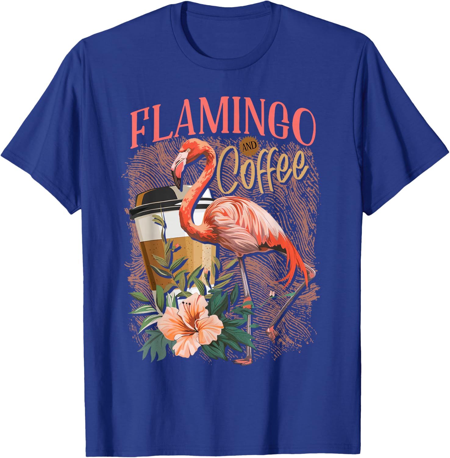 Flamingo Shirt Cute Floral Flamingo And Coffee Lover T-Shirt - T-Shirt | Royal