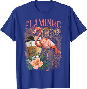 Flamingo Shirt Cute Floral Flamingo And Coffee Lover T-Shirt - T-Shirt | Royal