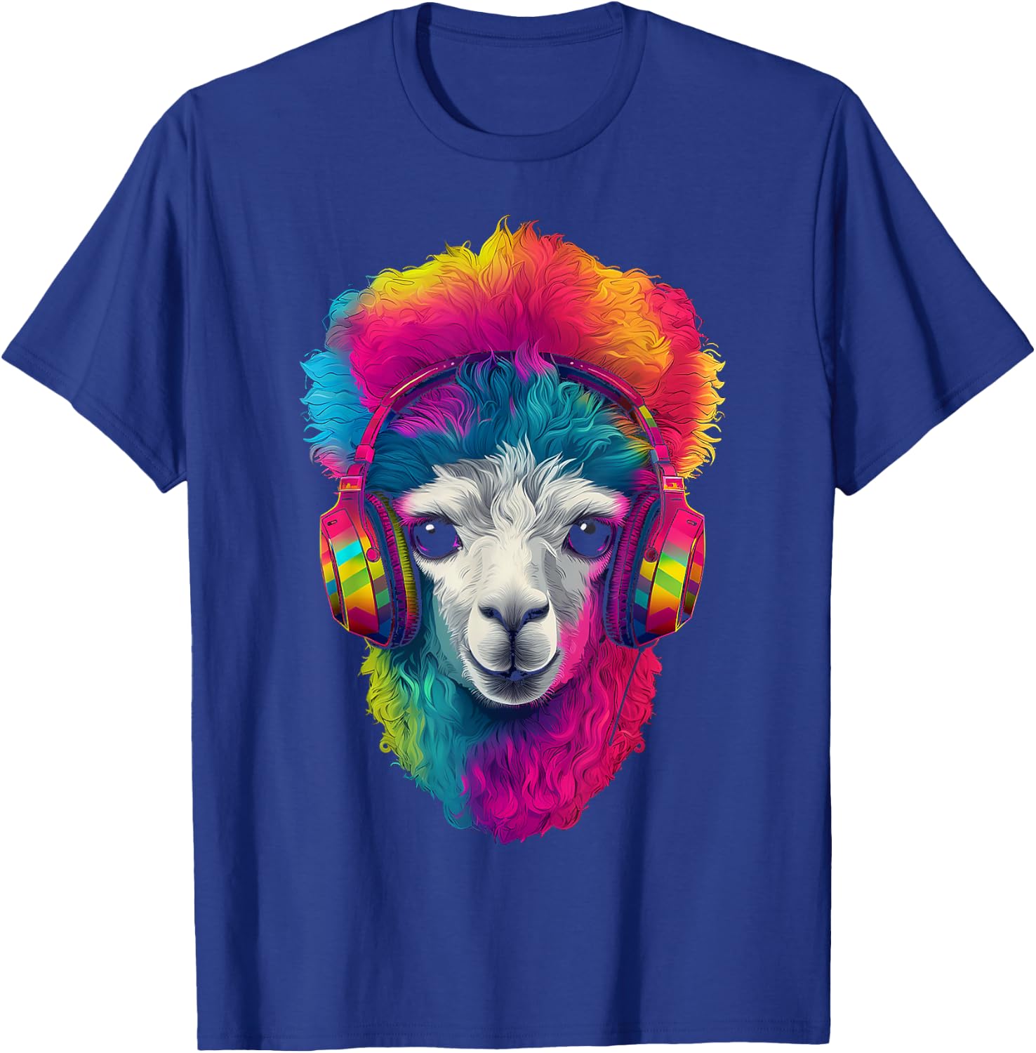 Alpaca Animal Headphones Art Motif Colorful Llama T-Shirt - T-Shirt | Royal