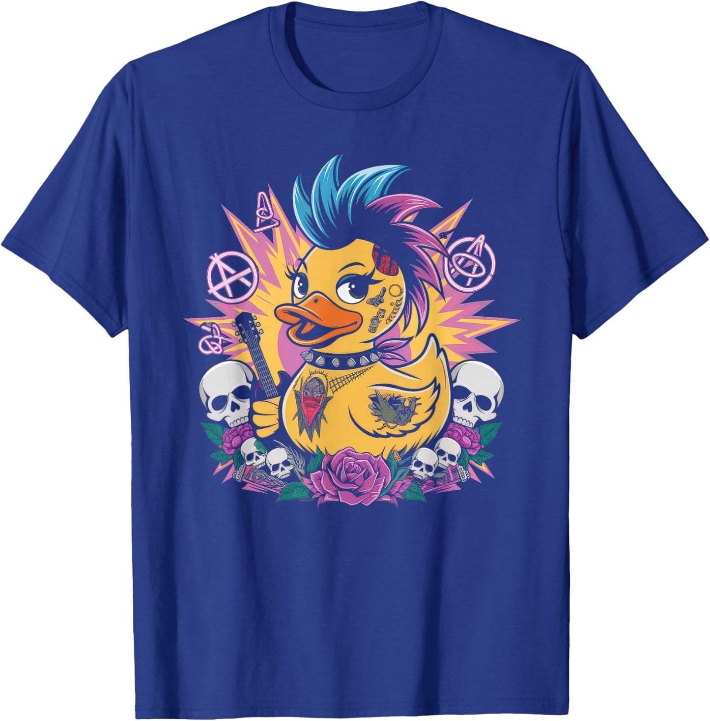 Punk Femmes Masculin Canard Rock Rock Canard Anarchy T-Shirt - T-Shirt | Royal