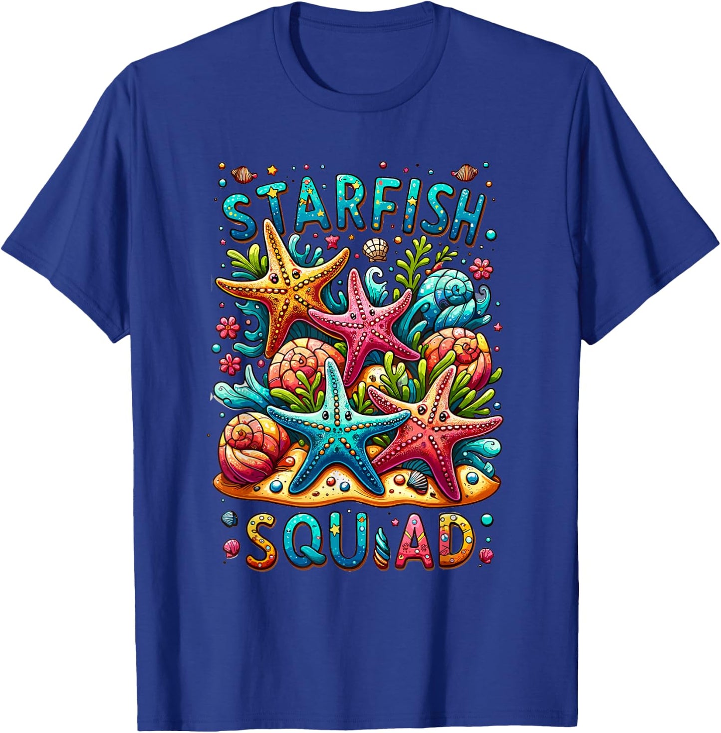 Cute Starfish Squad Ocean Beach Summer Nautical Women Kids T-Shirt - T-Shirt | Royal