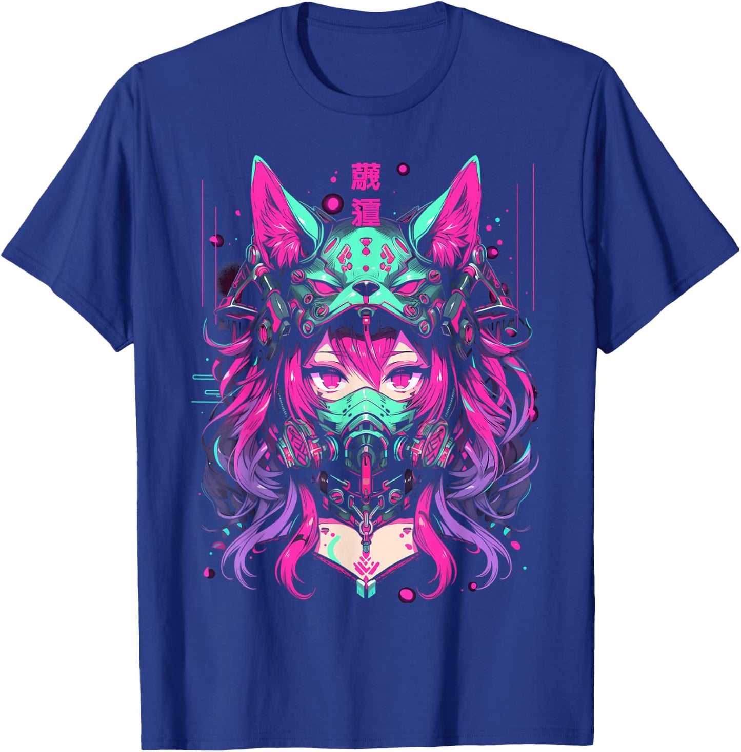 Anime Manga Cyberpunk Aesthetic Techwear Harajuku Wolf , black T-Shirt - T-Shirt | Royal