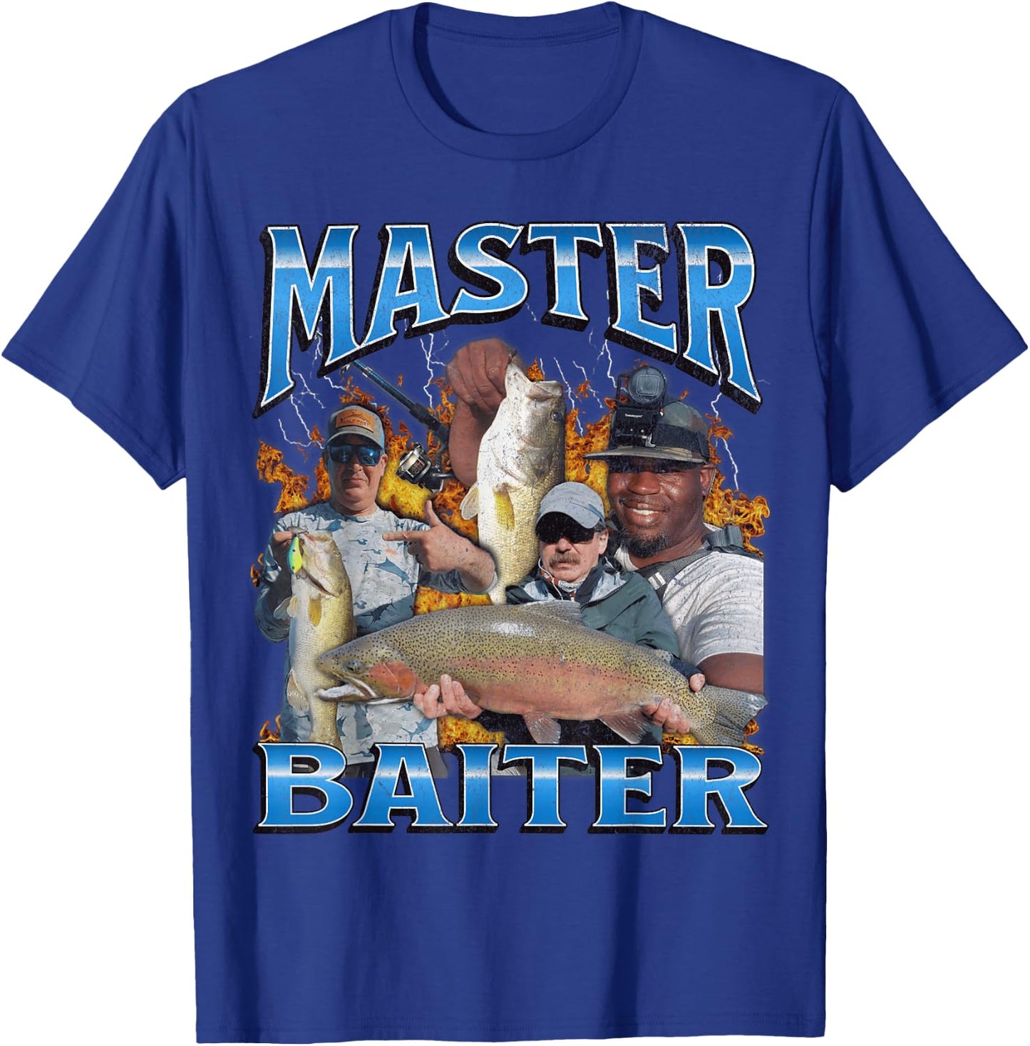 Master Baiter Funny Fishing Meme Pun Bootleg Graphic 90s , black T-Shirt - T-Shirt | Royal