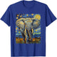 Cute Elephant Africa - Van Gogh Style - Starry Night T-Shirt - T-Shirt | Royal