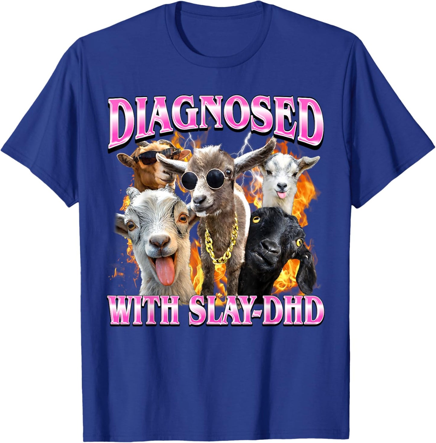 ADHD Slay-Dhd Funny Goat Adult Humor Gay Bootleg Men Women T-Shirt - T-Shirt | Royal