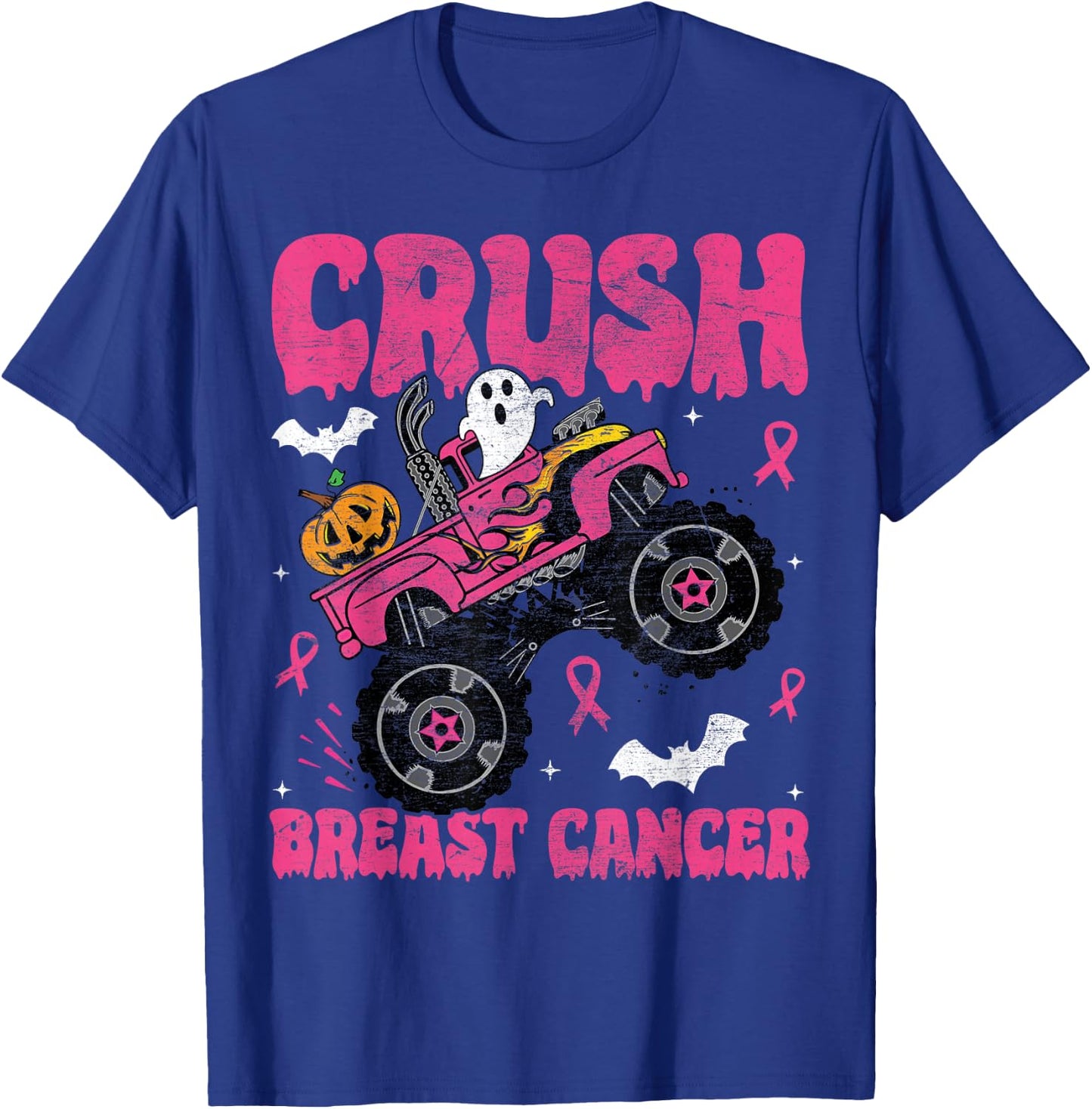Crush Breast Cancer Awareness Monster Truck Halloween kids T-Shirt - T-Shirt | Royal