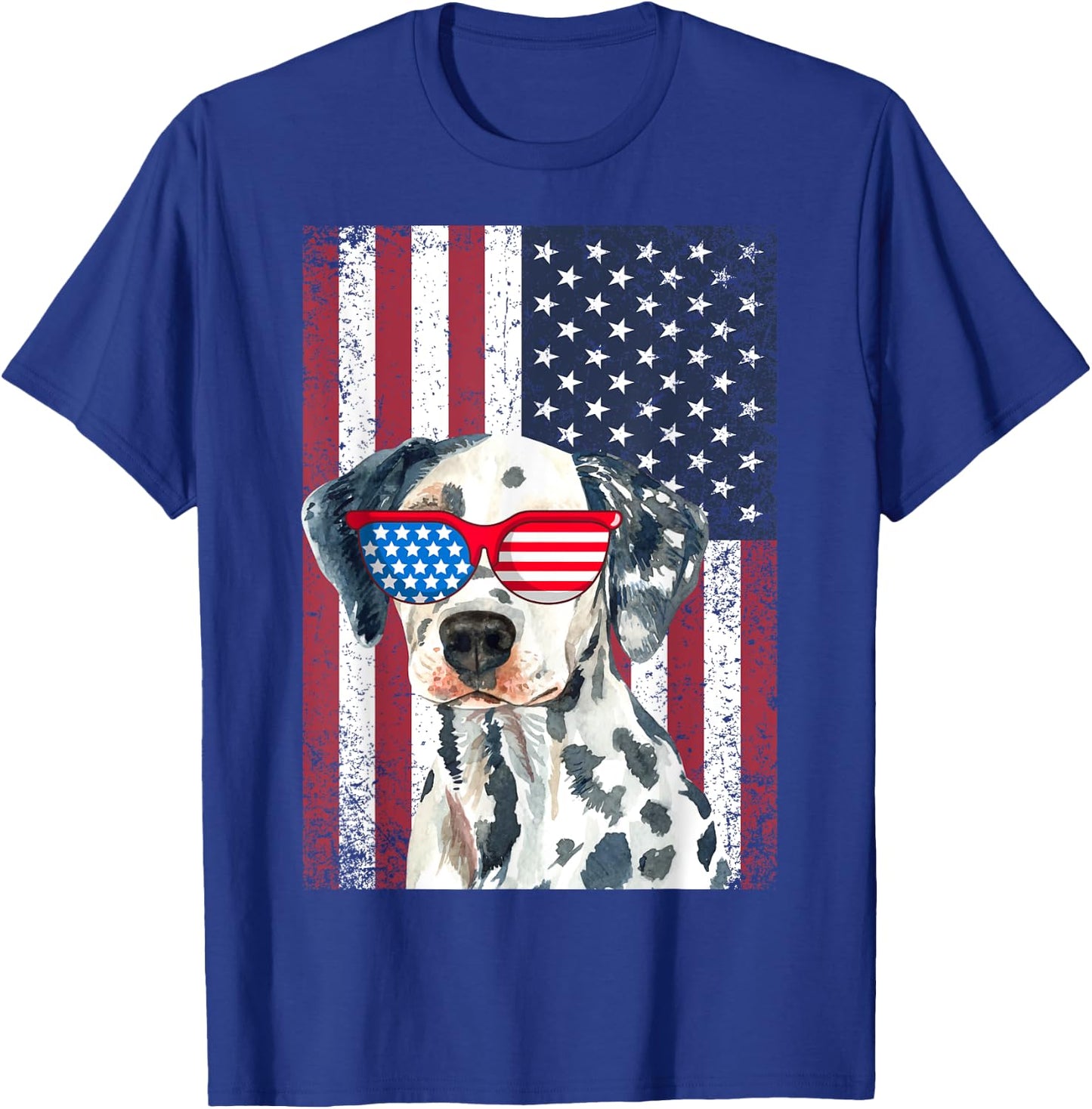 Patriotic Dalmatian 4th of July Sunglasses USA American Flag T-Shirt - T-Shirt | Royal