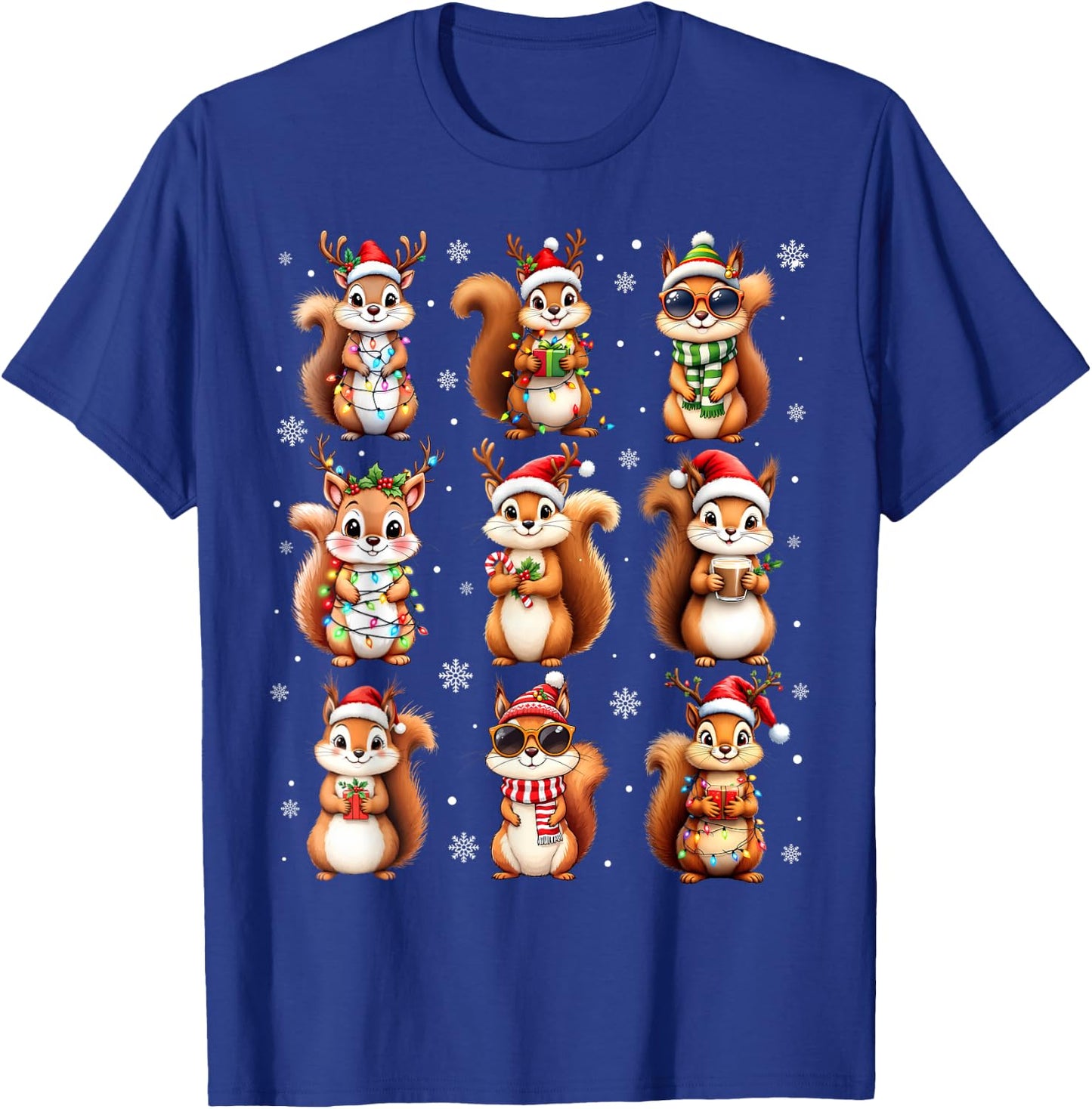 Squirrels Christmas Lights Funny Squirrel Lover Pajama T-Shirt - T-Shirt | Royal