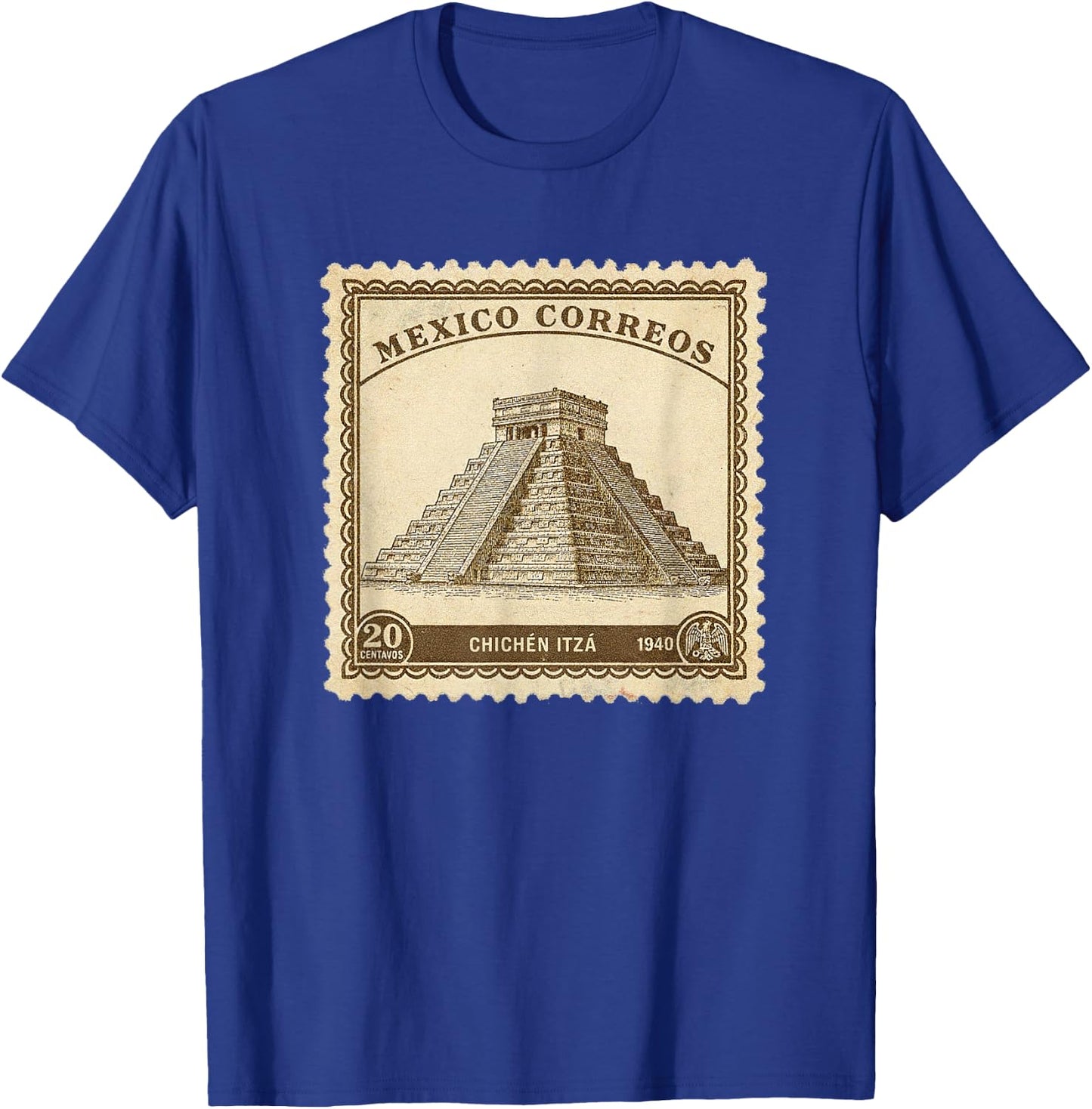 Chichen Itza Mexico 1940 Vintage Stamp Classic Mayan Pyramid T-Shirt - T-Shirt | Royal