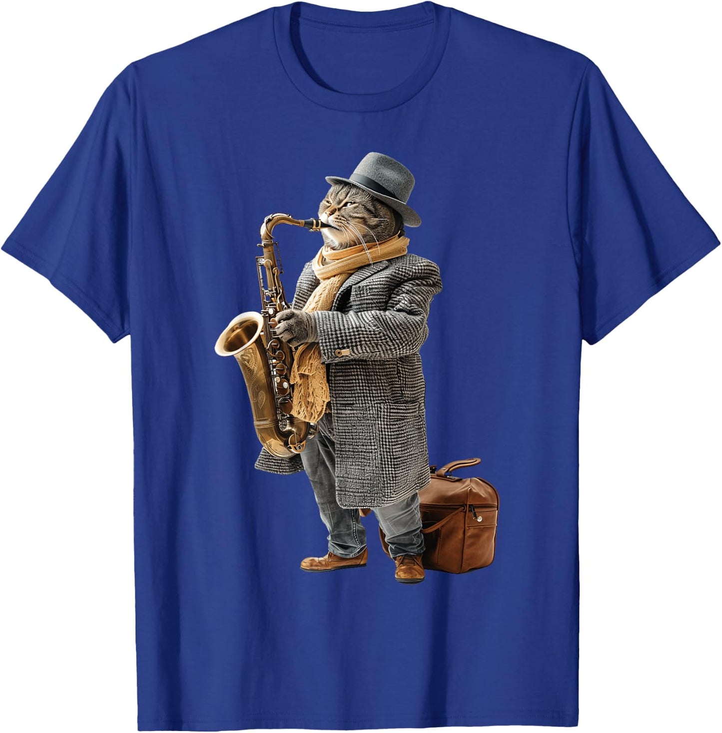 Cat Saxophone T-Shirt - T-Shirt | Royal