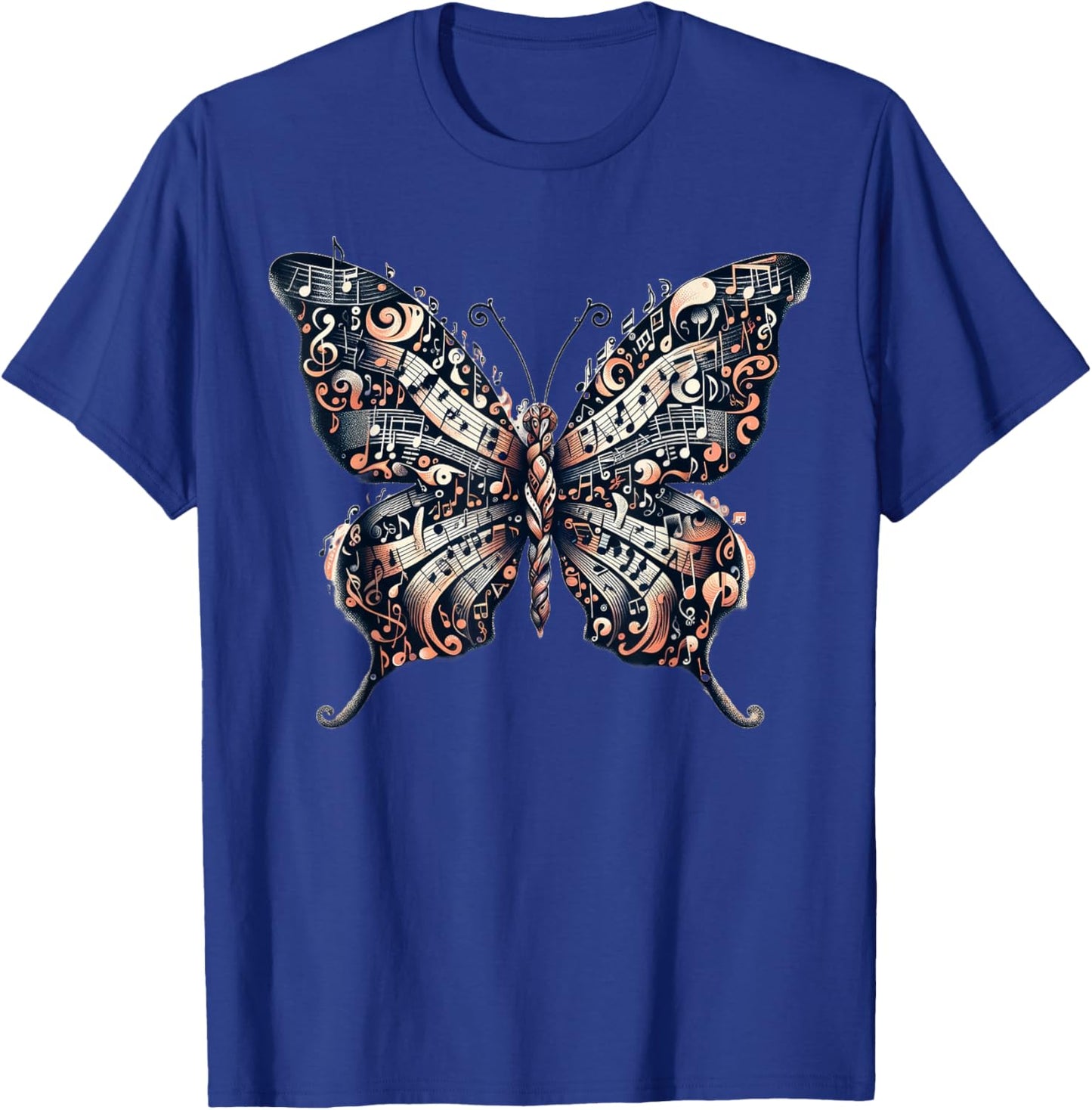 Musical Notes Butterfly Music Musician T-Shirt - T-Shirt | Royal