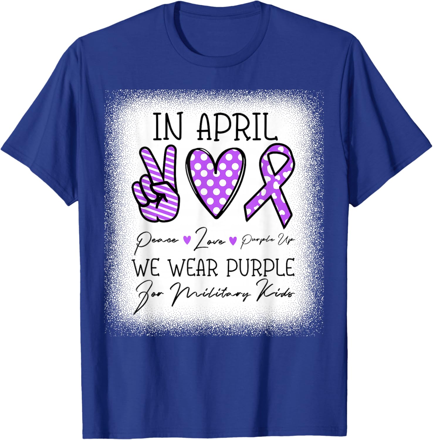 Peace Love Purple Up In April We Wear Purple Military Kids T-Shirt - T-Shirt | Royal