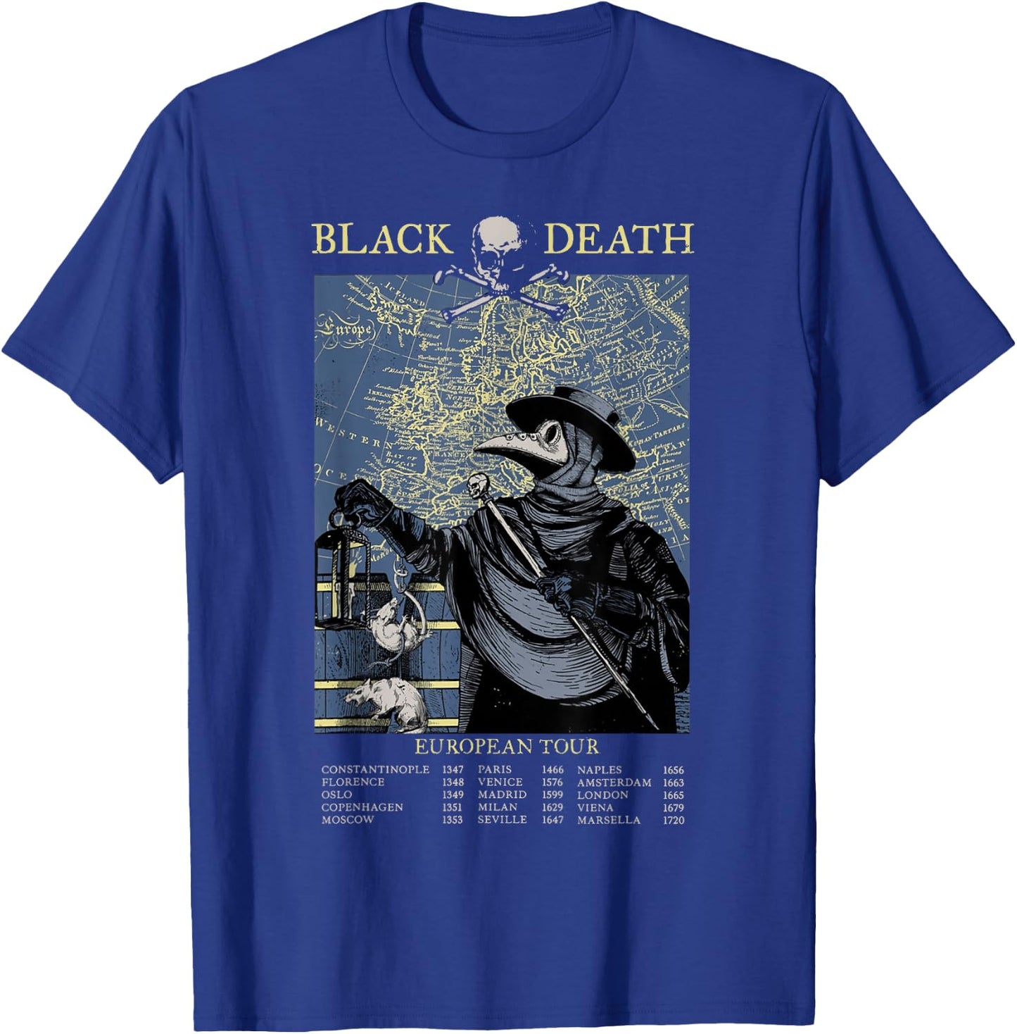 Pest Mask Doctor Plague Black Death European Tour , black T-Shirt - T-Shirt | Royal