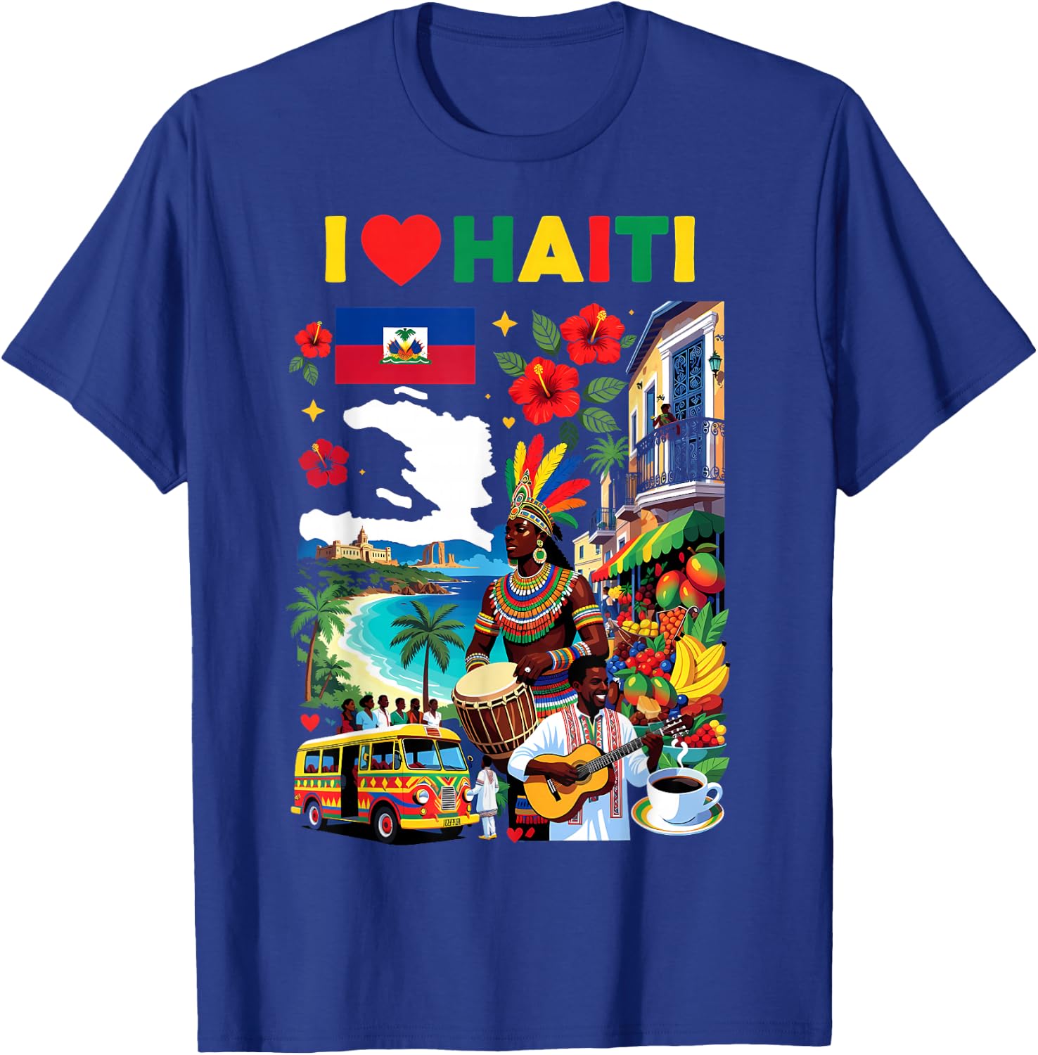 I Love Haiti Haitian T-Shirt - T-Shirt | Royal