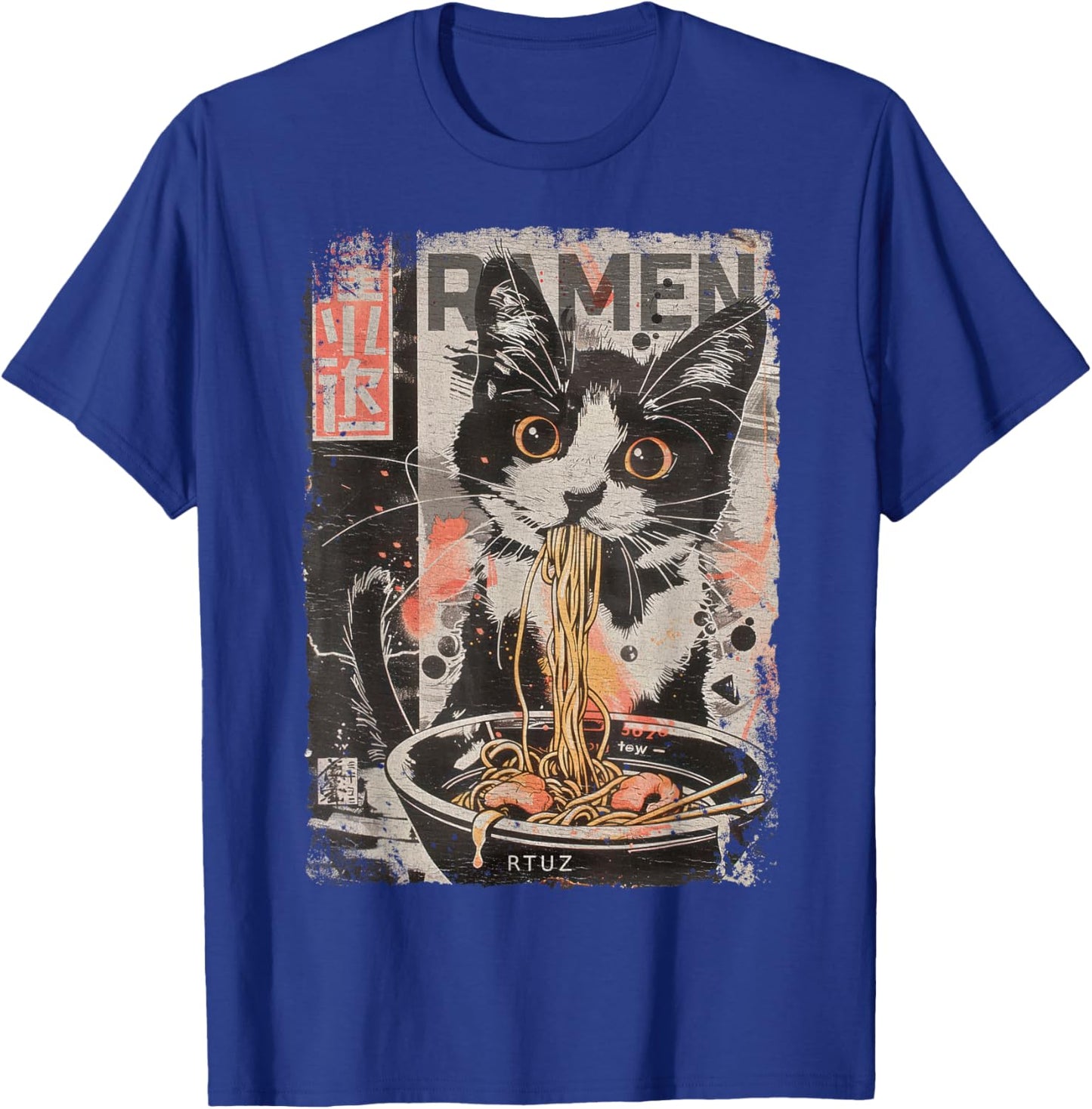 Cat Ramen Noodle Japanese Anime Manga Ramen Kawaii Cat , black T-Shirt - T-Shirt | Royal