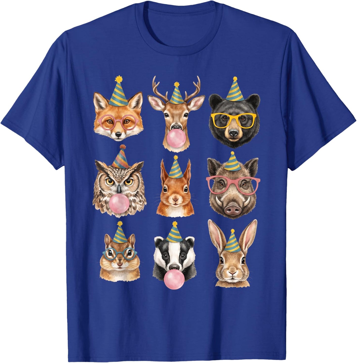Cute Woodland Animals Birthday Party Forest Animal Bday Kids T-Shirt - T-Shirt | Royal