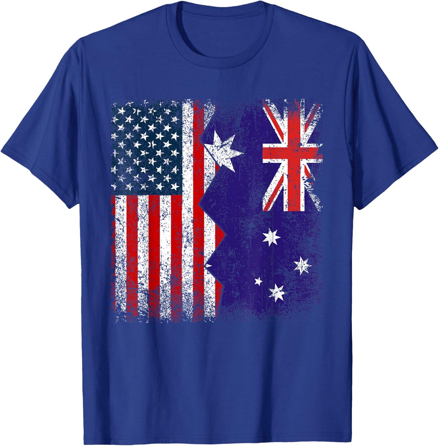 Australian Roots | Half American Flags | America Australia T-Shirt - T-Shirt | Royal